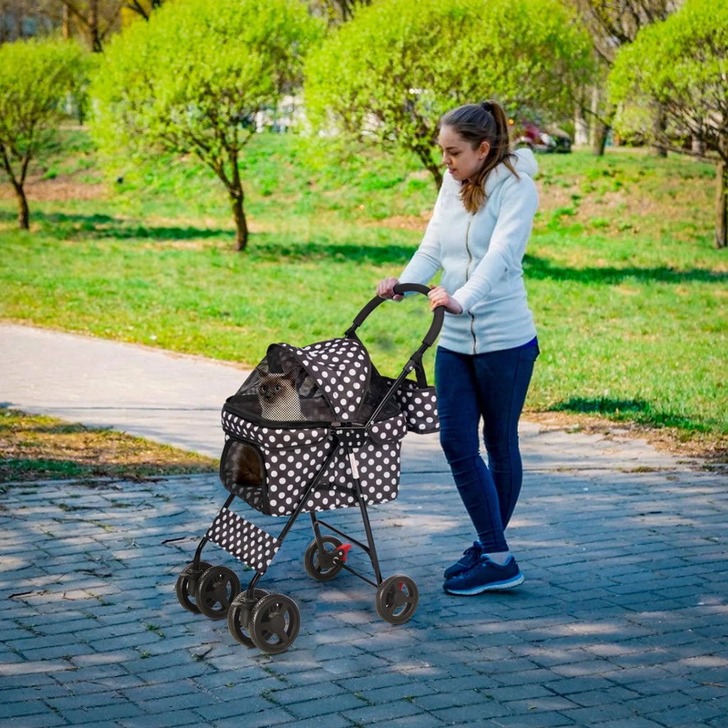 Foldable Pet Travel Stroller for Cats&Dogs, Waterproof Dog Stroller with 4 Wheels for Camping Walking, Black
