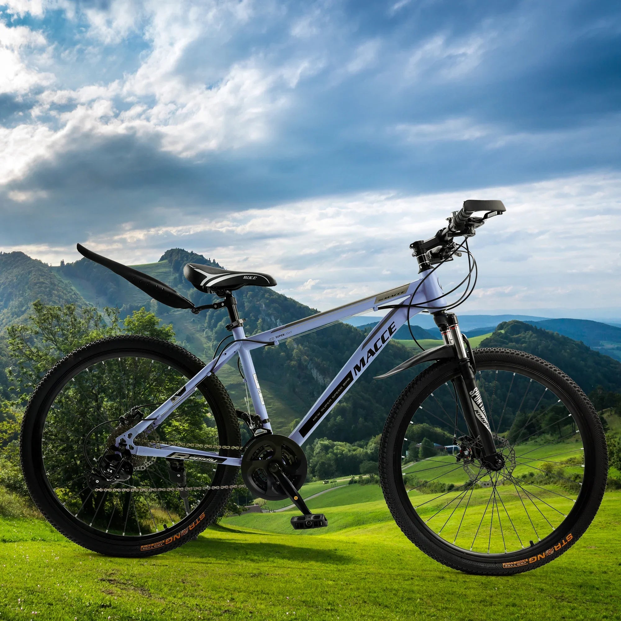 ARTUDATECH Mountain Bike 26 Inch for Adult, 27-Speed Dual Suspension High-Carbon Steel MTB Bicycle, Dual Disc Brake Bikes for Men Women, Silver, Blue, Gray and Red