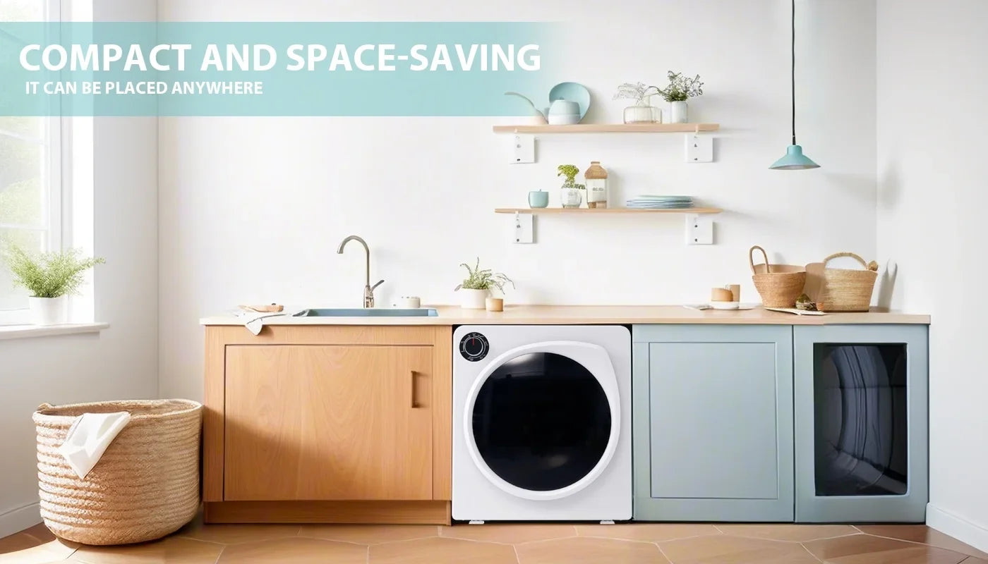 ZNESKPG 1.95 Cu.ft Front Load Clothes Dryer Portable Compact Dryer 830W 5 Drying Modes Stainless Steel Drum with Overheat Protection Dust Removal Deodorization and Lint Removal Func