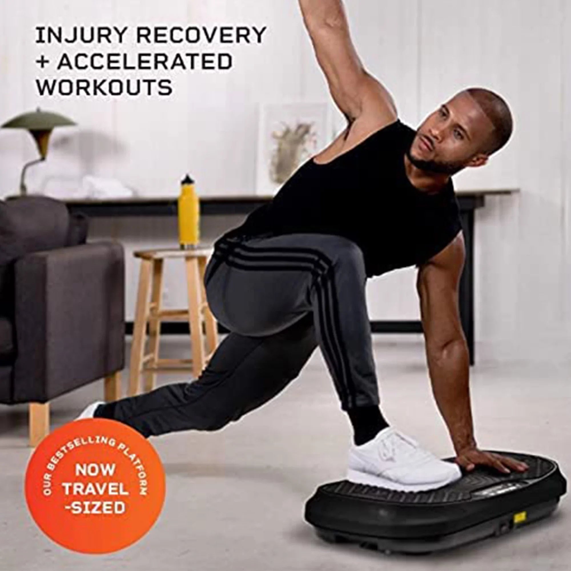 LifePro Waver Mini - Compact Vibration Plate Exercise Machine with Workout Bands, Black