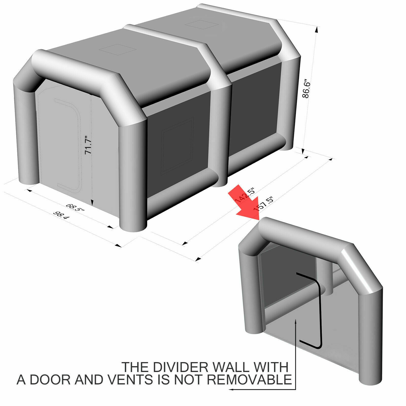 13ft x 8ft x 7ft Inflatable Paint Booth with 2 Blowers for Car Parking Tent Workstation