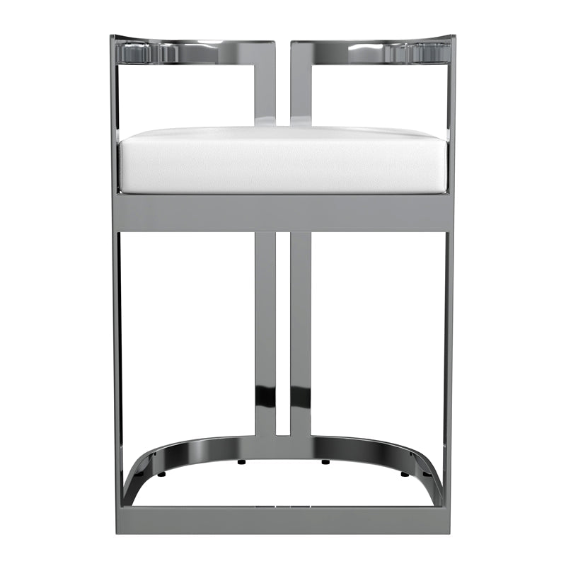 Butler Specialty Company Clarence Faux Leather 23" Dining Stool - Nickel Plated