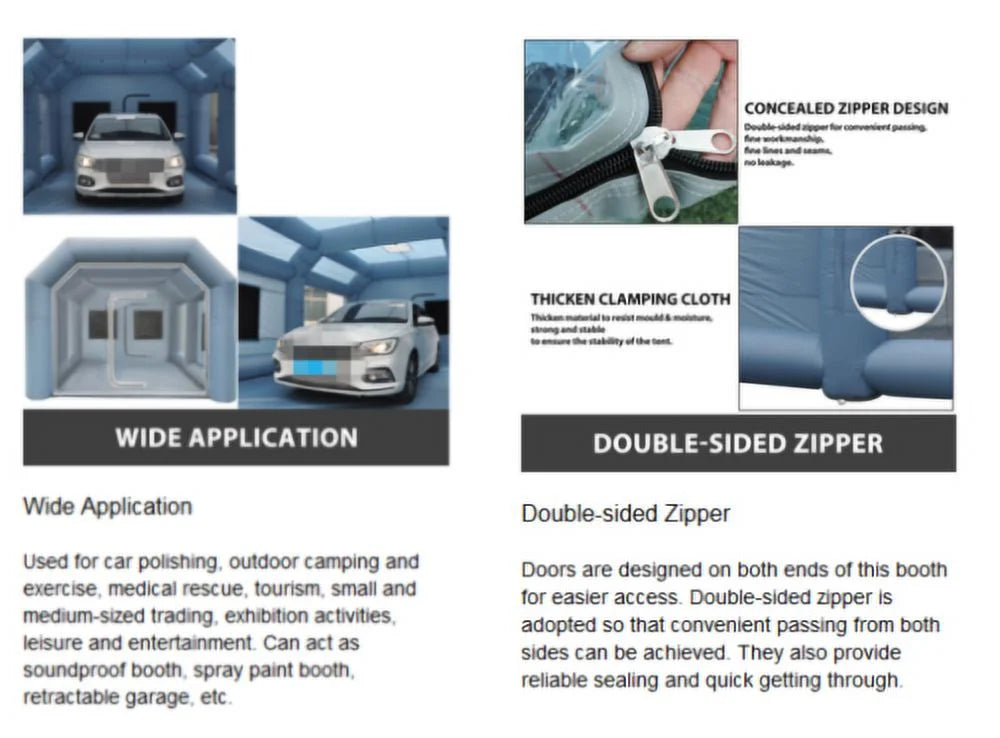Inflatable Paint Spray Booth Car Painting Work Tent Filter System 26*15*10Ft