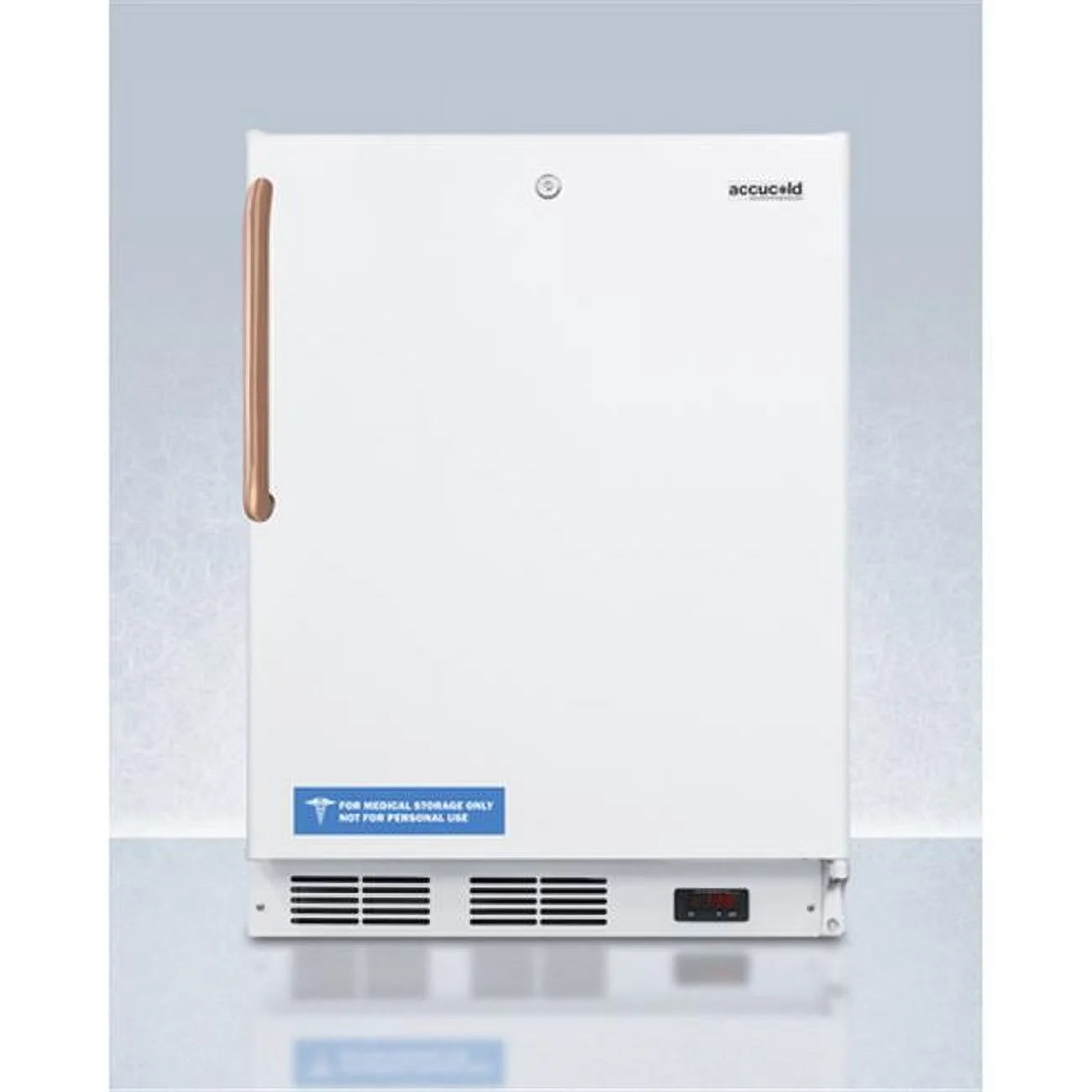 ADA compliant 24" wide all-freezer for built-in use, manual defrost with a copper handle