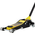 SKYSHALO Low Profile Floor Jack 3 ton (6600 lbs), Dual Piston Quick Lift Pump, 19-11/16"-3-6/11" Height Lifting Range, Yellow+Black, Aluminum and Steel Hydraulic Racing Floor Jack