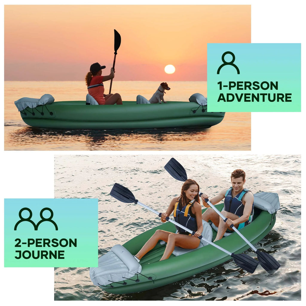 Naipo 2 Person Inflatable Kayak for Adults with Aluminum Oars Bag Carry Patch Air Pump