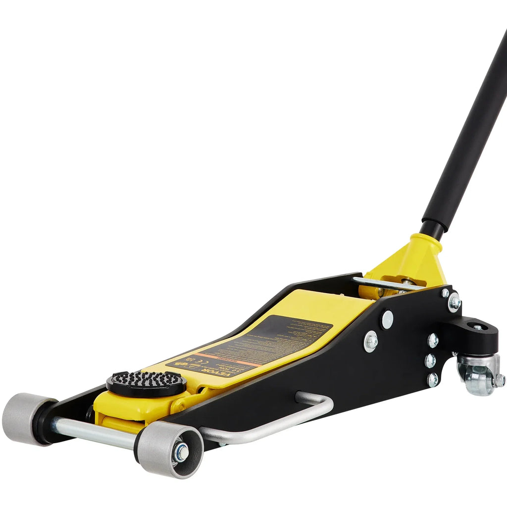 BENTISM Low Profile Floor Jack 3 Ton (6600 lbs), Aluminum and Steel Hydraulic Racing Floor Jack, Dual Piston Quick Lift Pump, 19-11/16"-3-6/11" Height Lifting Range, Yellow+Black