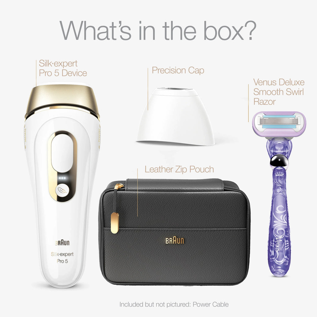 Braun PL5147 Silk Expert Pro5 IPL Hair Removal Device for Women & Men, White-Gold