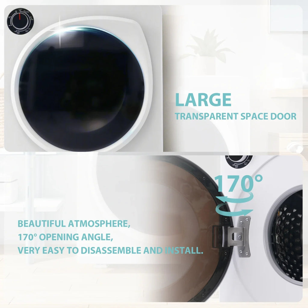 ZNESKPG 1.95 Cu.ft Front Load Clothes Dryer Portable Compact Dryer 830W 5 Drying Modes Stainless Steel Drum with Overheat Protection Dust Removal Deodorization and Lint Removal Func