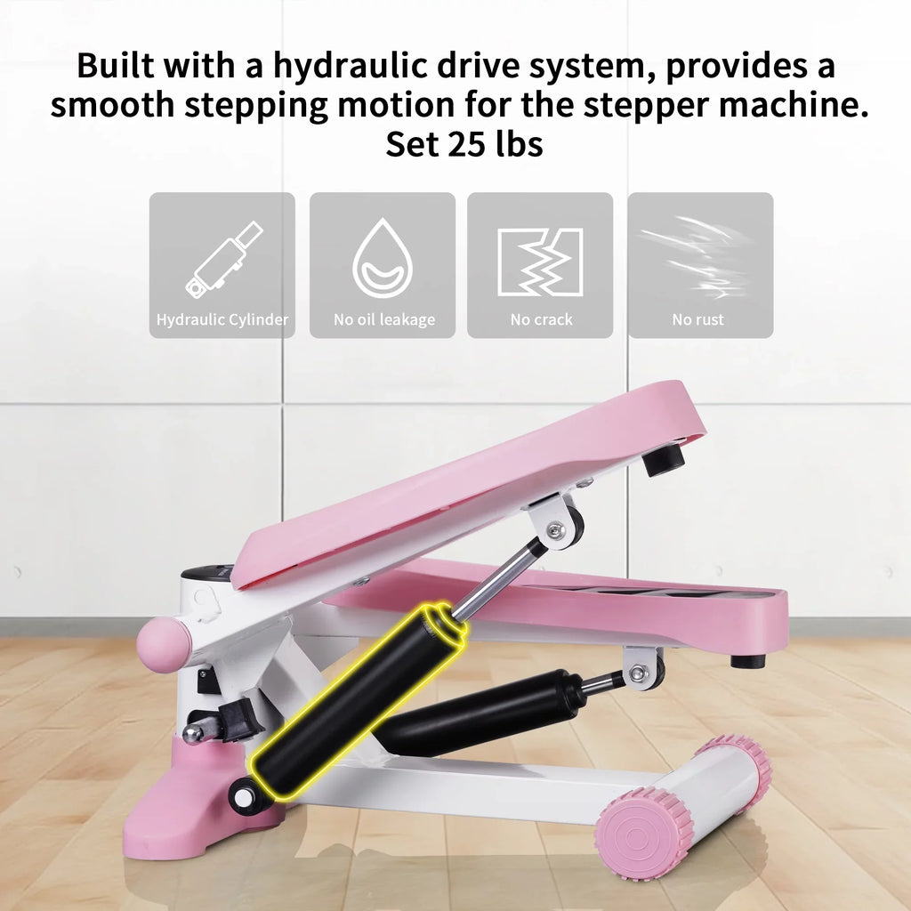 Wesfital Steppers for Exercise + Free Non-slip Mat, Mini Stair Stepper with Resistance Bands(Pink)