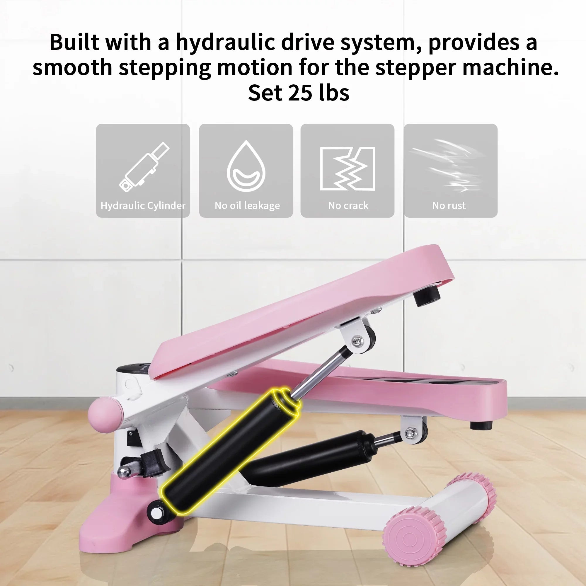 Wesfital Steppers for Exercise + Free Non-slip Mat, Mini Stair Stepper with Resistance Bands(Pink)