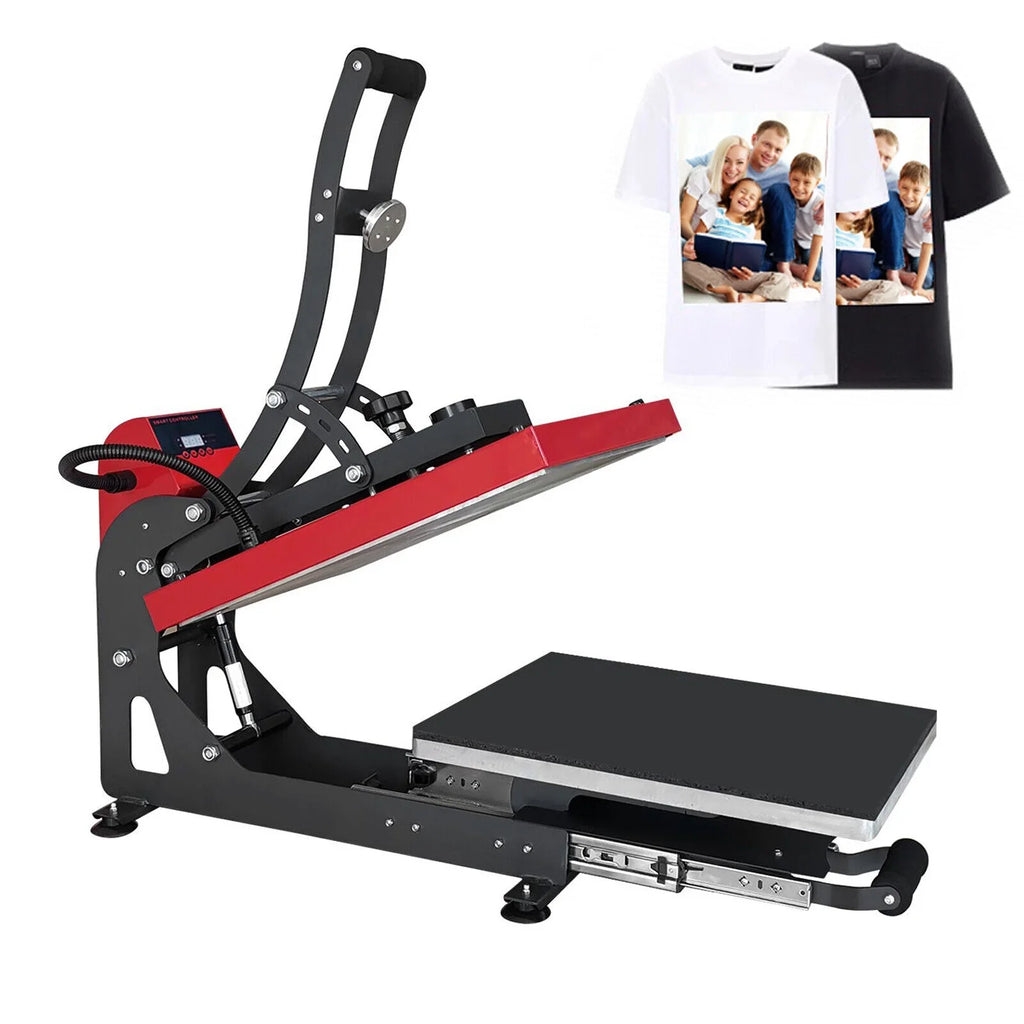 Wuzstar 16"x20"Auto Open Heat Press Machine W/Slide Out Base Clamshell Heat Transfer Machine for T-Shirt, Bags, Hat Plate, Cap