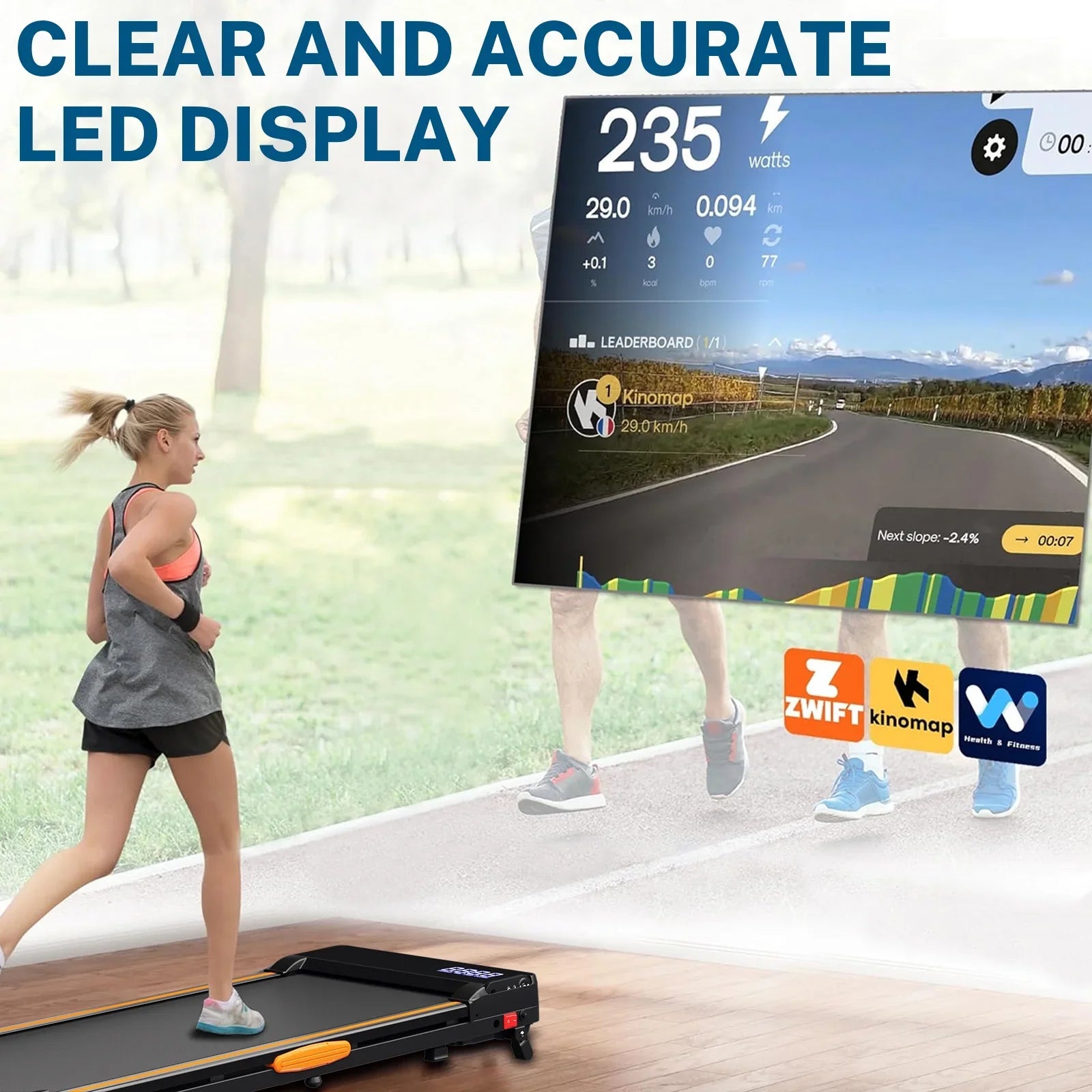 CoolHut Under Desk Treadmill with Incline, 4 in 1 Walking Pad Portable Treadmill for Walking, Running, 2.5HP Low-Noise Motor, LED Display, and Remote Control, Black, 265lbs