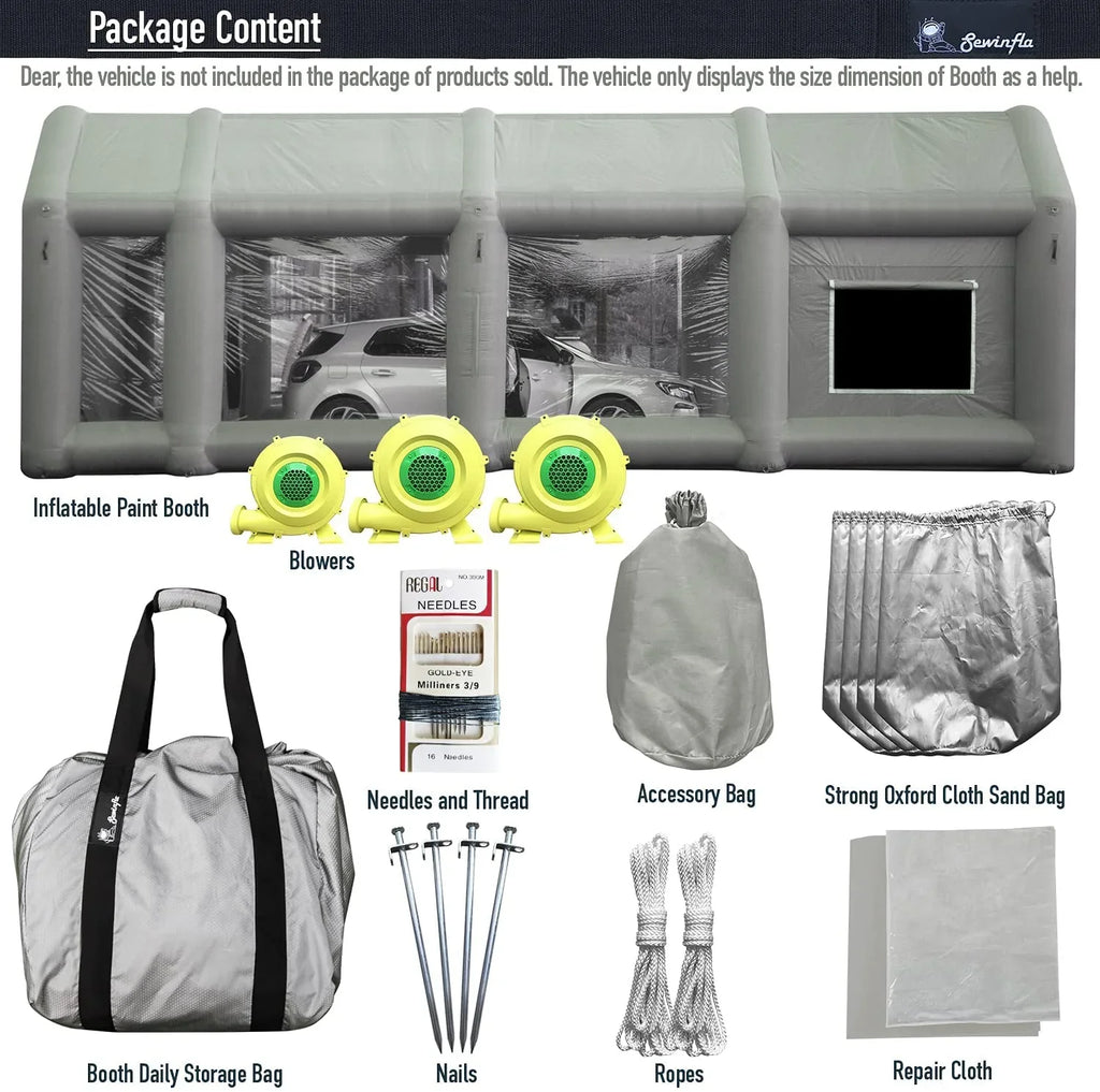Sewinfla Inflatable Paint Booth 30x20x13Ft with Blowers Professional Inflatable Spray Booth with Air Filter System