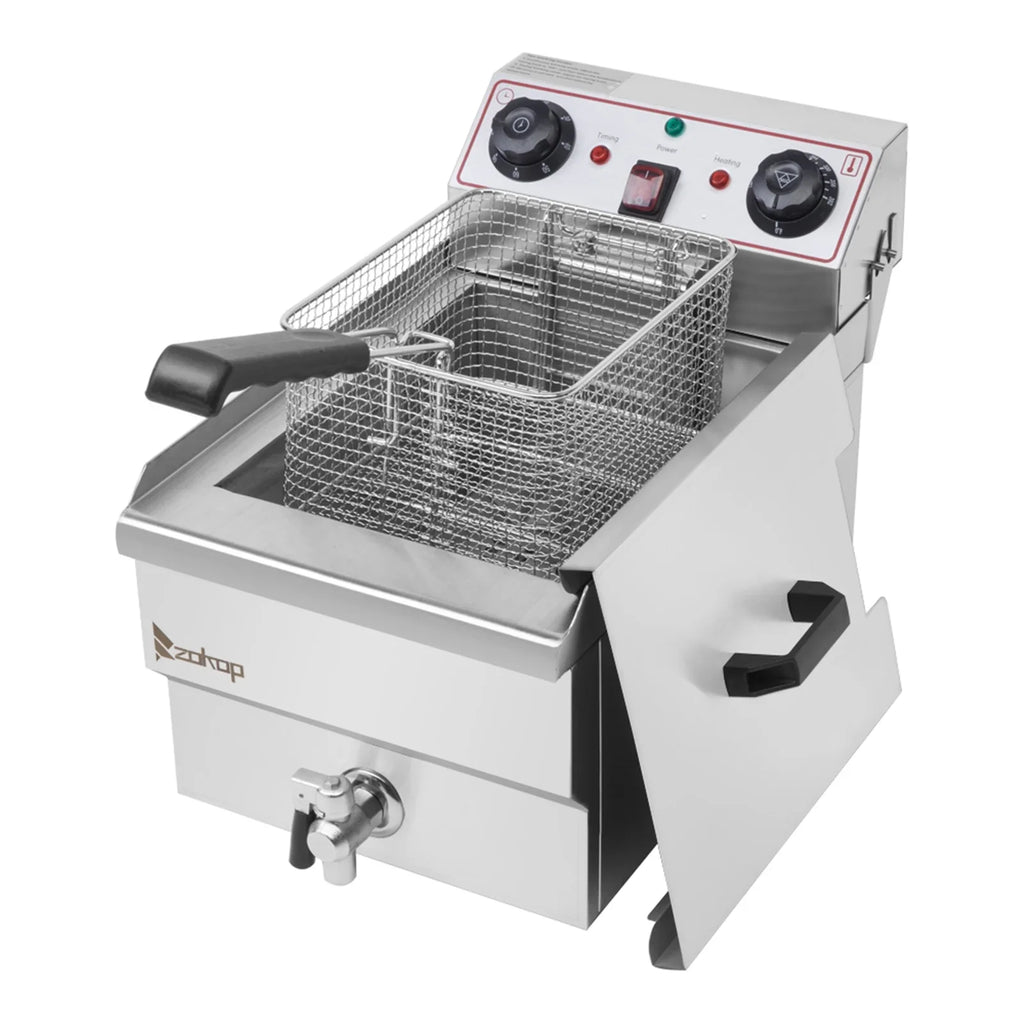 BAYUELSWU Deep Fryer with Basket 12.5Qt Electric Deep Fryer Stainless Steel Single Tank Deep Fryer with 8L Basket Faucet Large Capacity for Home Restaurant