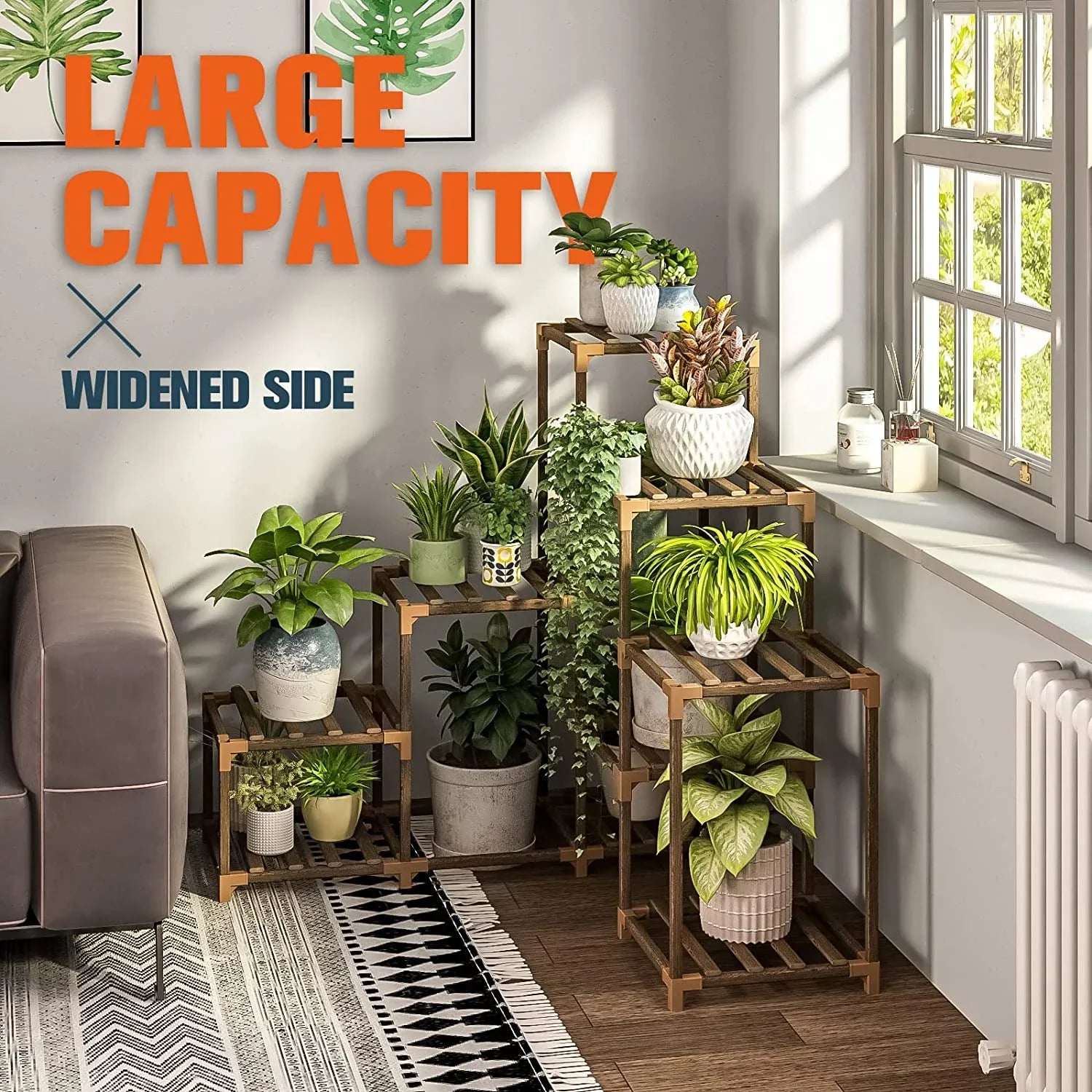Corner Plant Stand Indoor Wood Outdoor Plant Shelf for Multiple Plants Ladder Plant Holder Table Plant Pot Stand for Window Garden Balcony Living Room