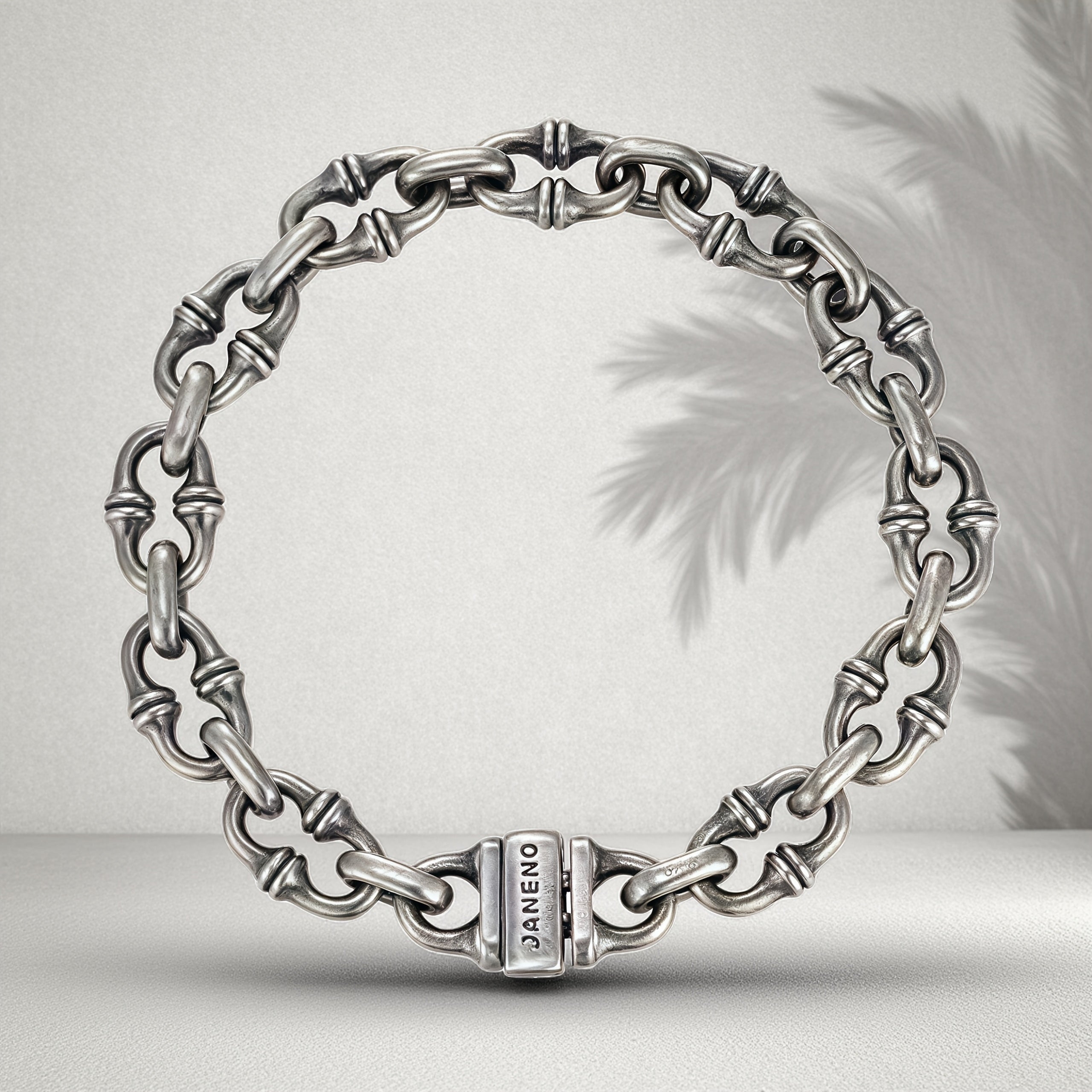 Vintage Horseshoe Link Heavy Chain Bracelet For Men, Copper Plated Silver Engraved  Push Lock Biker Punk Thick Wrist Jewelry Gift
