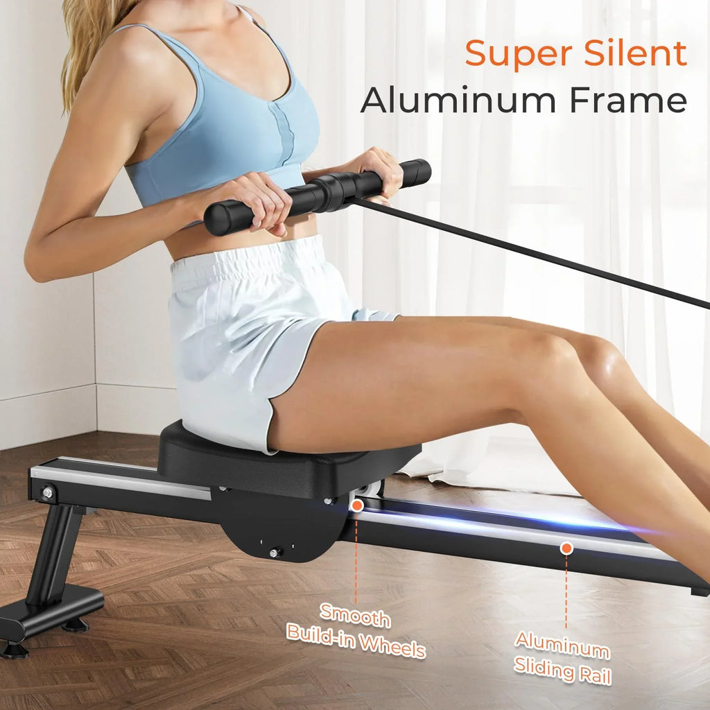 Rowing Machine, 16 Level Resistance Magnetic Rowing Machine Max 265lb Weight Capacity Row Machine Neche Resistance Magnetic with App Compatible Rower for Home Gym