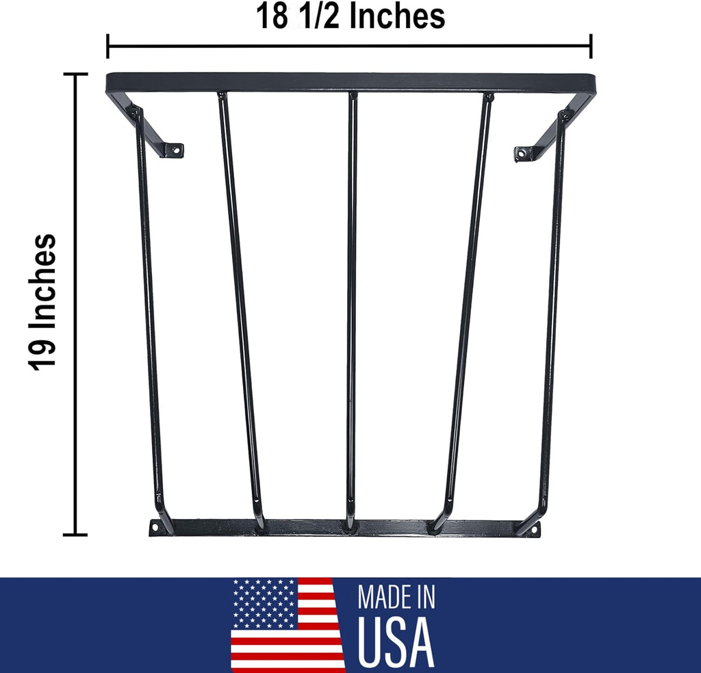 Heavy Duty Steel Wall Hay Rack by Dutch Ranch| Steel Hay Rack for Sheep, Goats & Livestock | Hay Feeder Wall Mount for Easy Hay Storage | Black 18.5'' Long Horse Hay Feeder | Made in USA