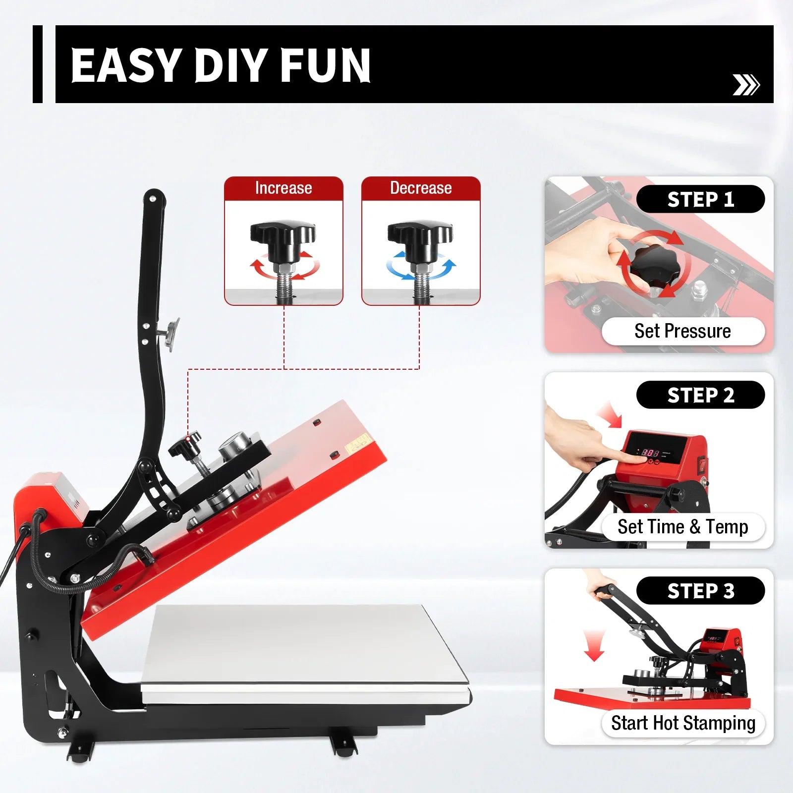 16"x20" Slide Out Auto Open Heat Press Machine Clamshell Slide Out Base T-Shirt