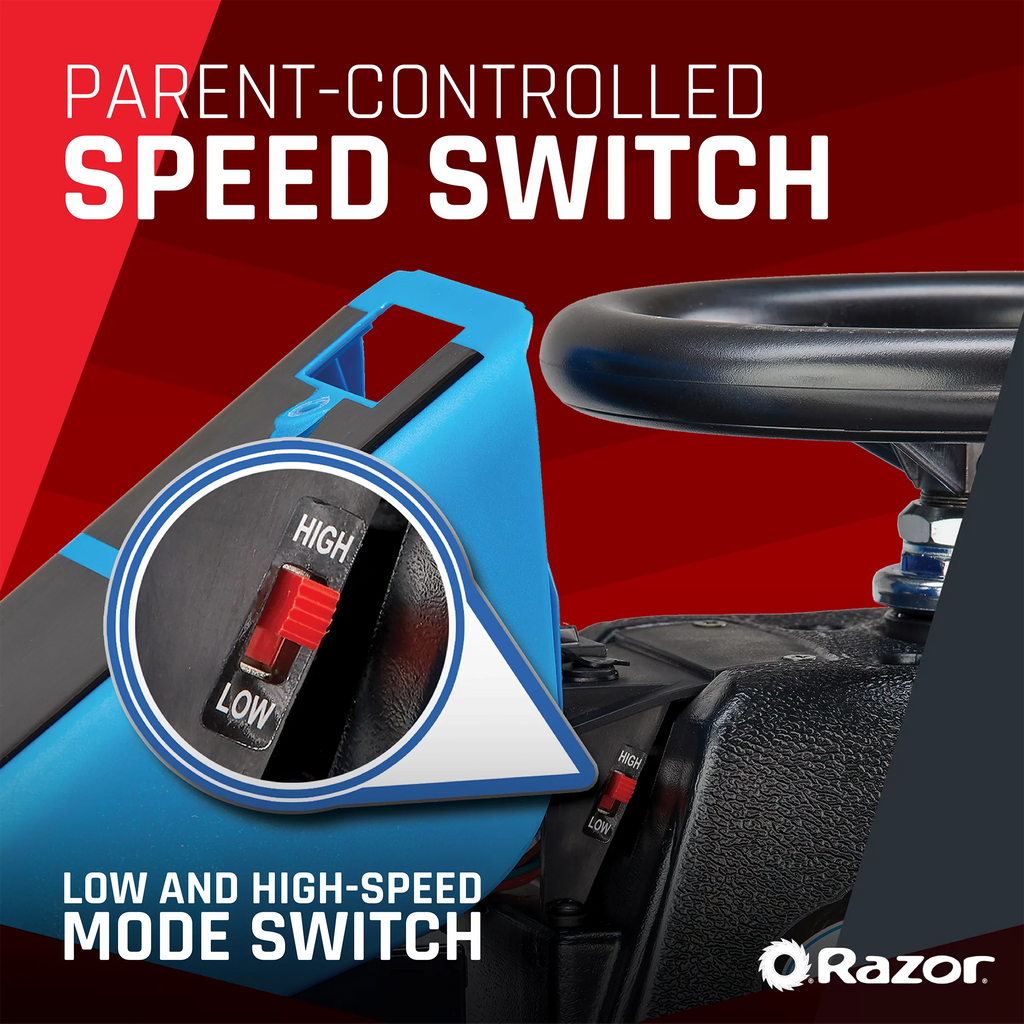 Razor Crazy Cart Shift - Blue, Electric Drifting Go Kart for Kids - 12V Powered Ride-On, Unisex