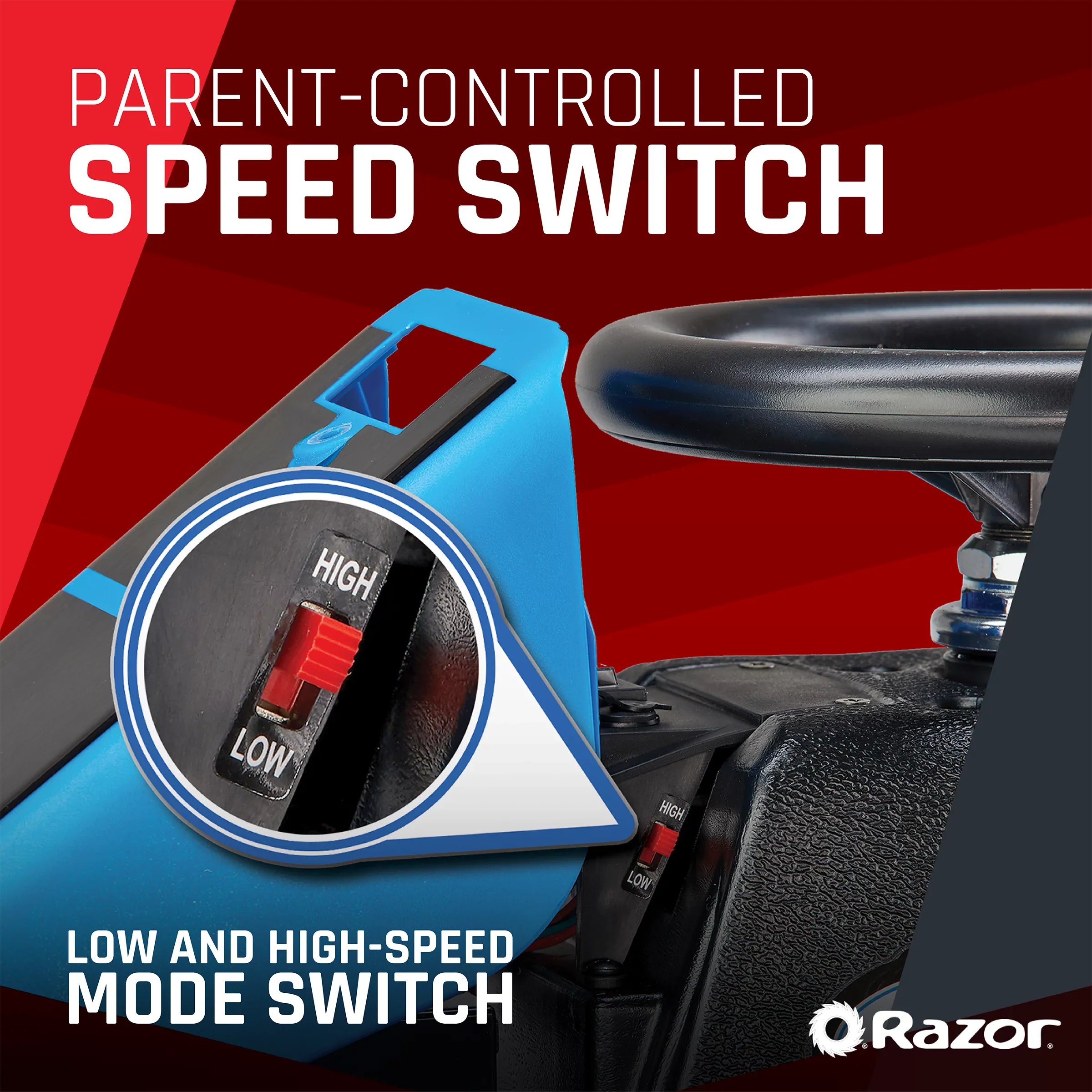 Razor Crazy Cart Shift - Blue, Electric Drifting Go Kart for Kids - 12V Powered Ride-On, Unisex
