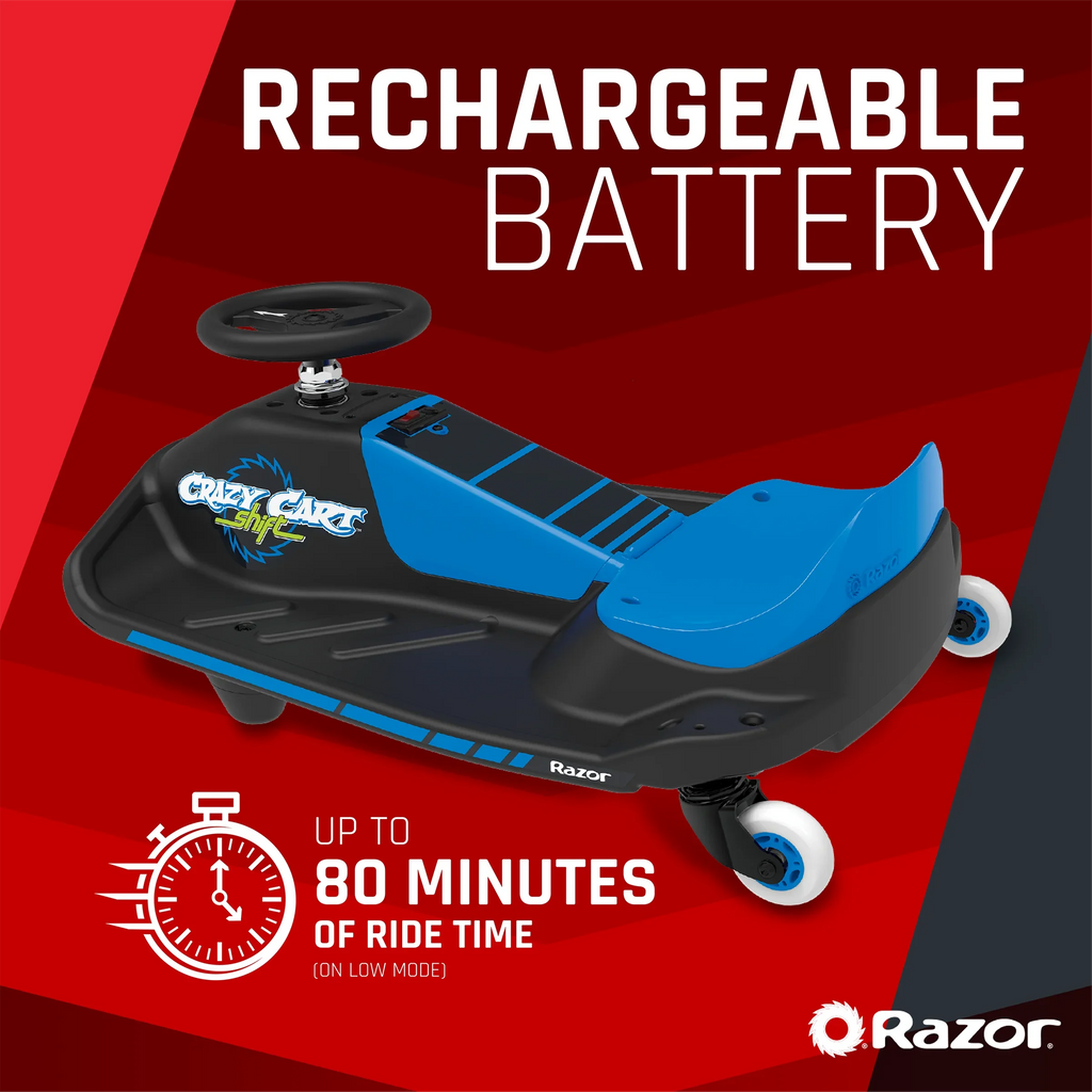 Razor Crazy Cart Shift - Blue, Electric Drifting Go Kart for Kids - 12V Powered Ride-On, Unisex