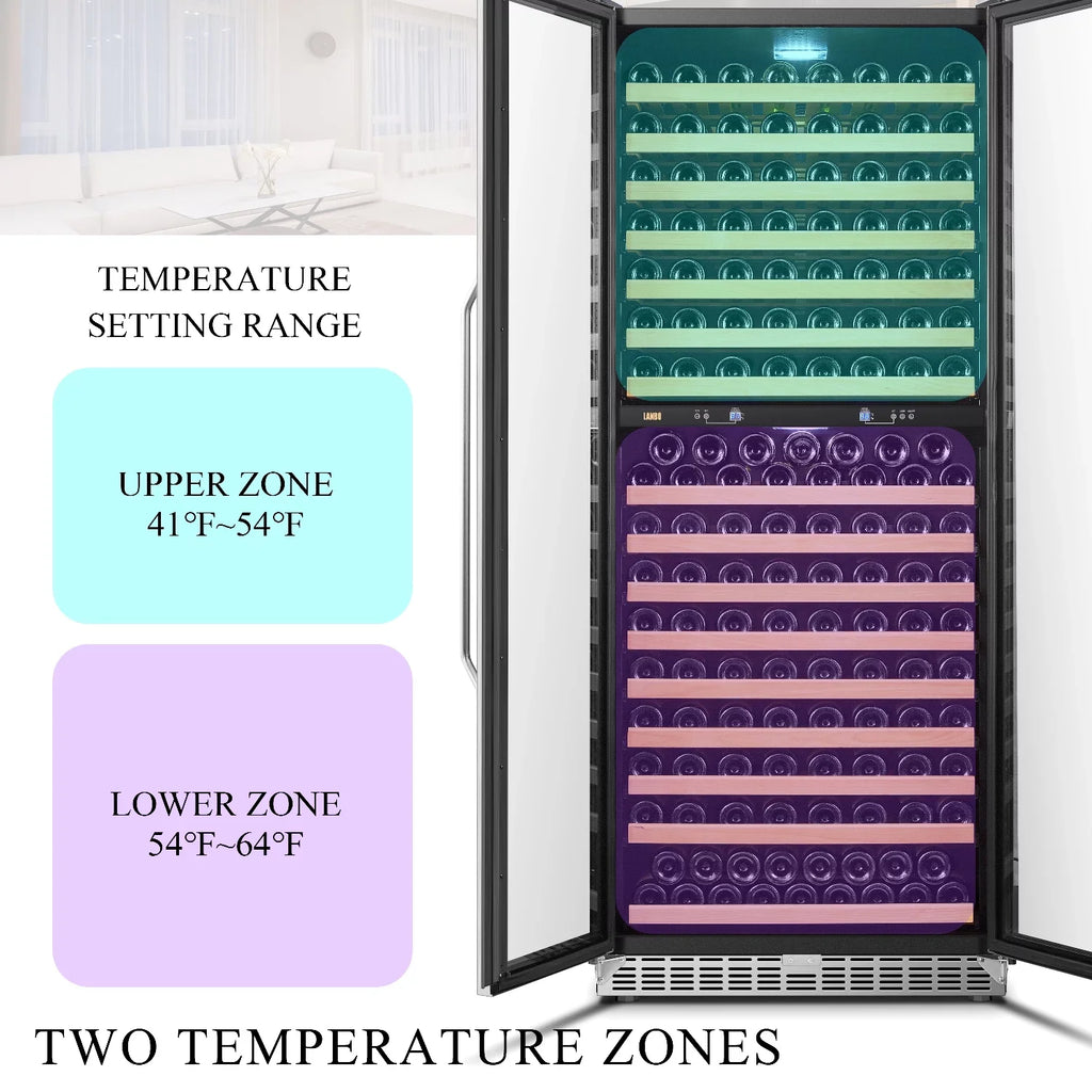 Lanbo 32 inch 287 Bottle Dual Zone Compressor Freestanding Wine Refrigerator