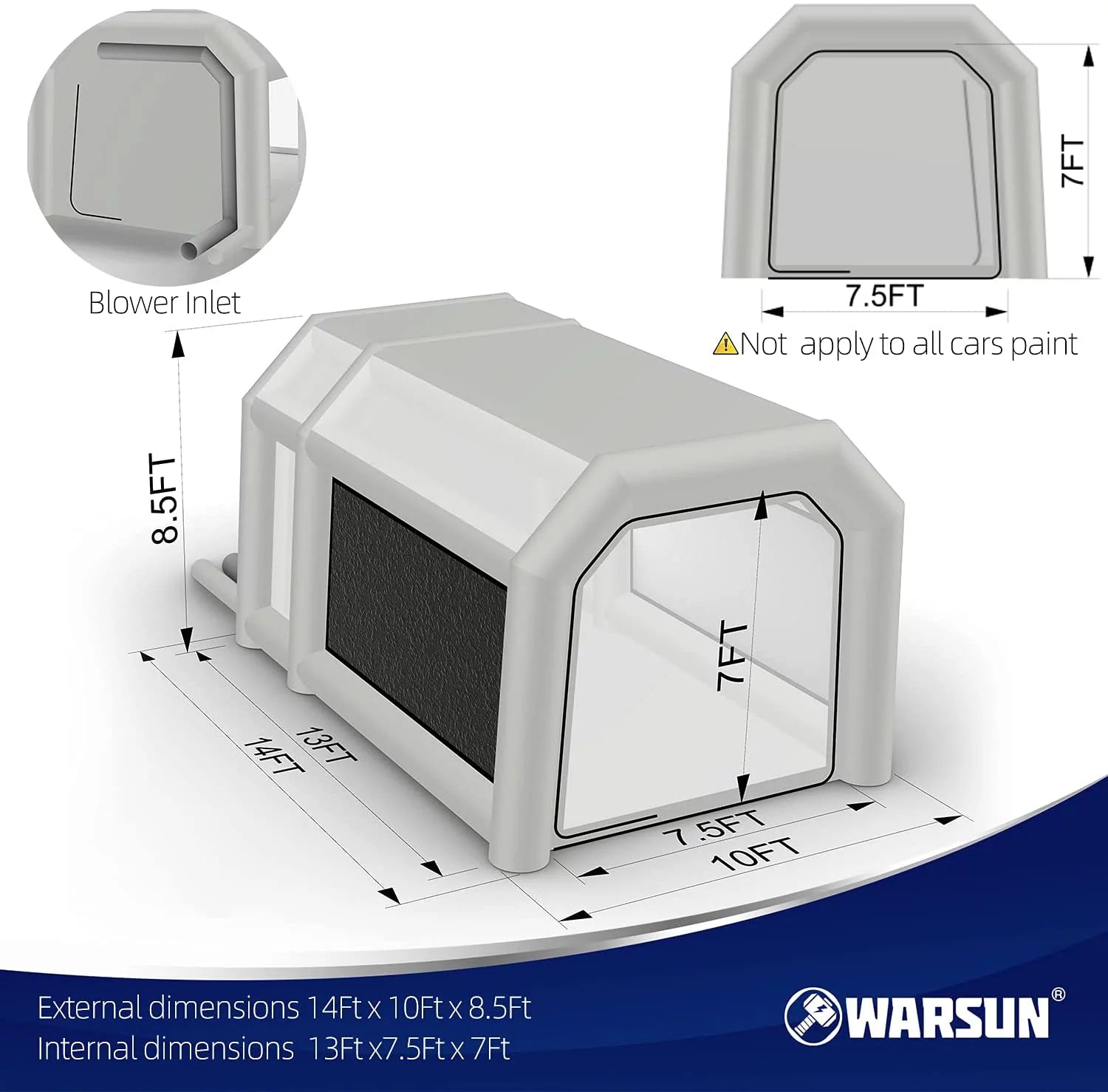 Warsun Inflatable Paint Booth with Larger Air Filter System 14x10x8.5Ft Inflatable Spray Portable Paint Tent