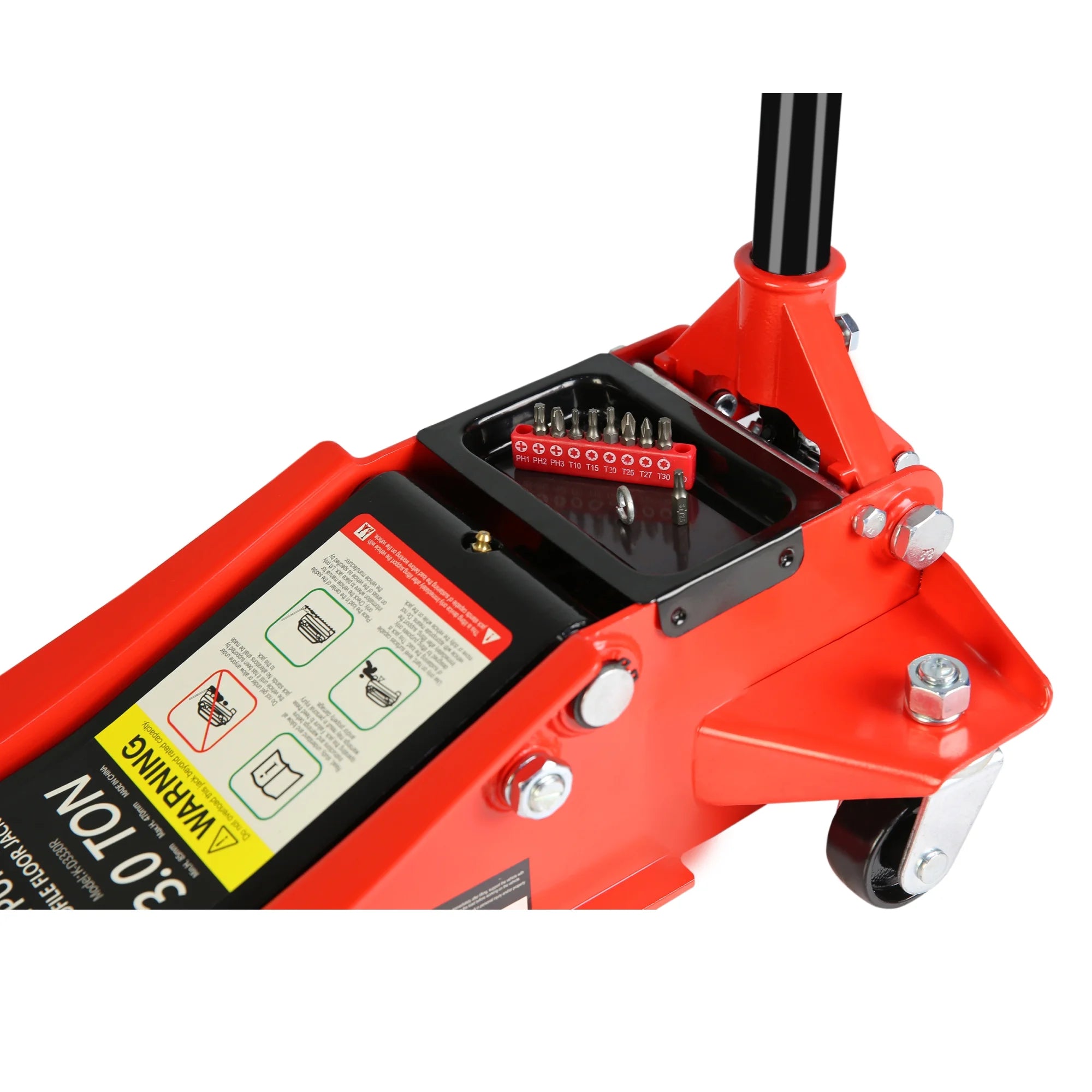 Low Profile Floor Jack, Seizeen 3 Ton(6600 lbs) Trolley Jack Dual Lift Pump, Quick Lift 3-3/10" - 18-4/20", Heavy-Duty Steel Jack with 45''L Extended Handle, Car Jack w/Wheels, Rubber Saddle, Red