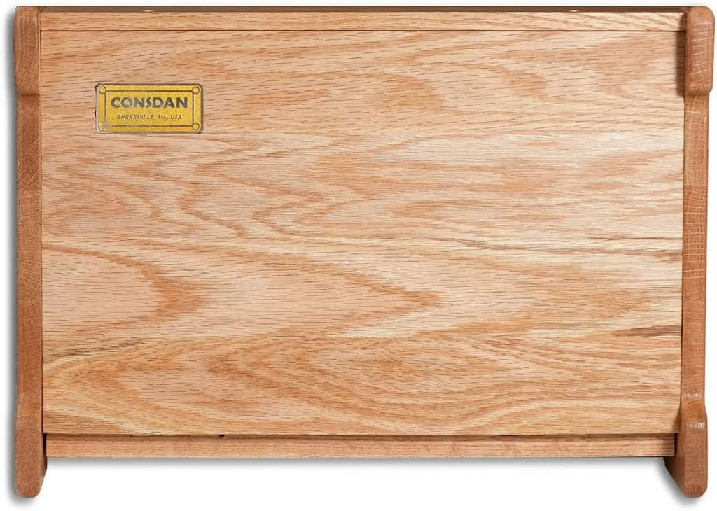 Bread Box, Solid Wood Oak Bread Box for Kitchen Countertop, Double Layer Bread Container for Bread Storage, Large Capacity Breadbox with Clear Window, Nature