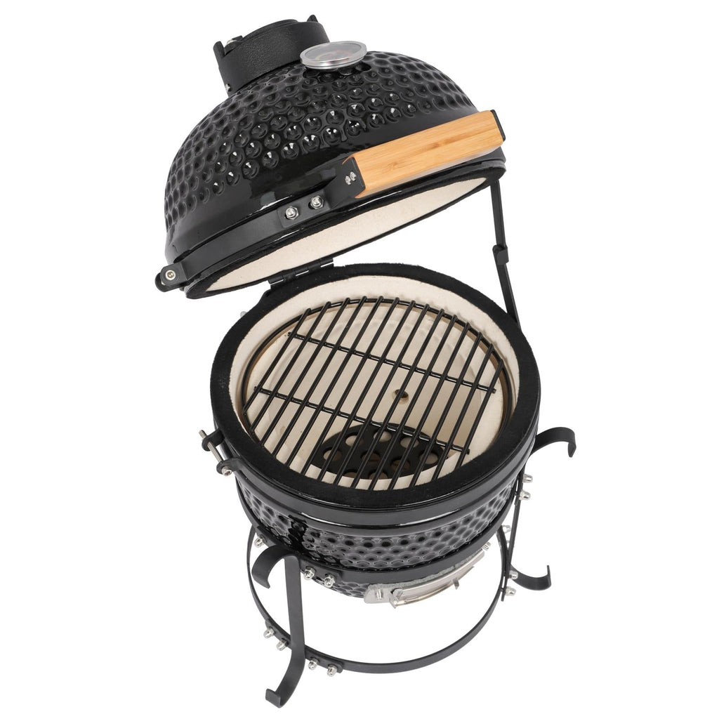 SalonMore 13in Round Ceramic Charcoal Grill Black