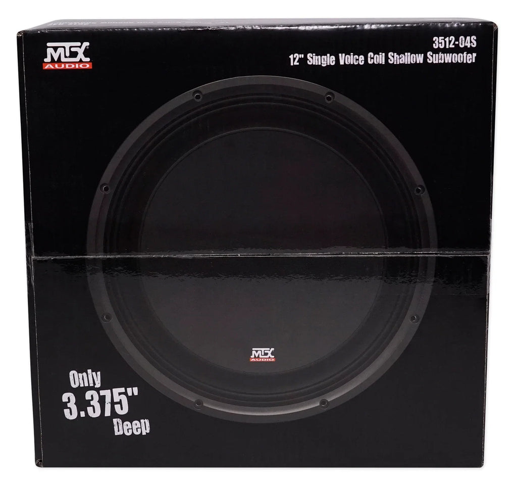 (2) MTX 3512-04S 12" 1200w Shallow Car Subwoofers+Sealed Slim Sub Box Enclosure