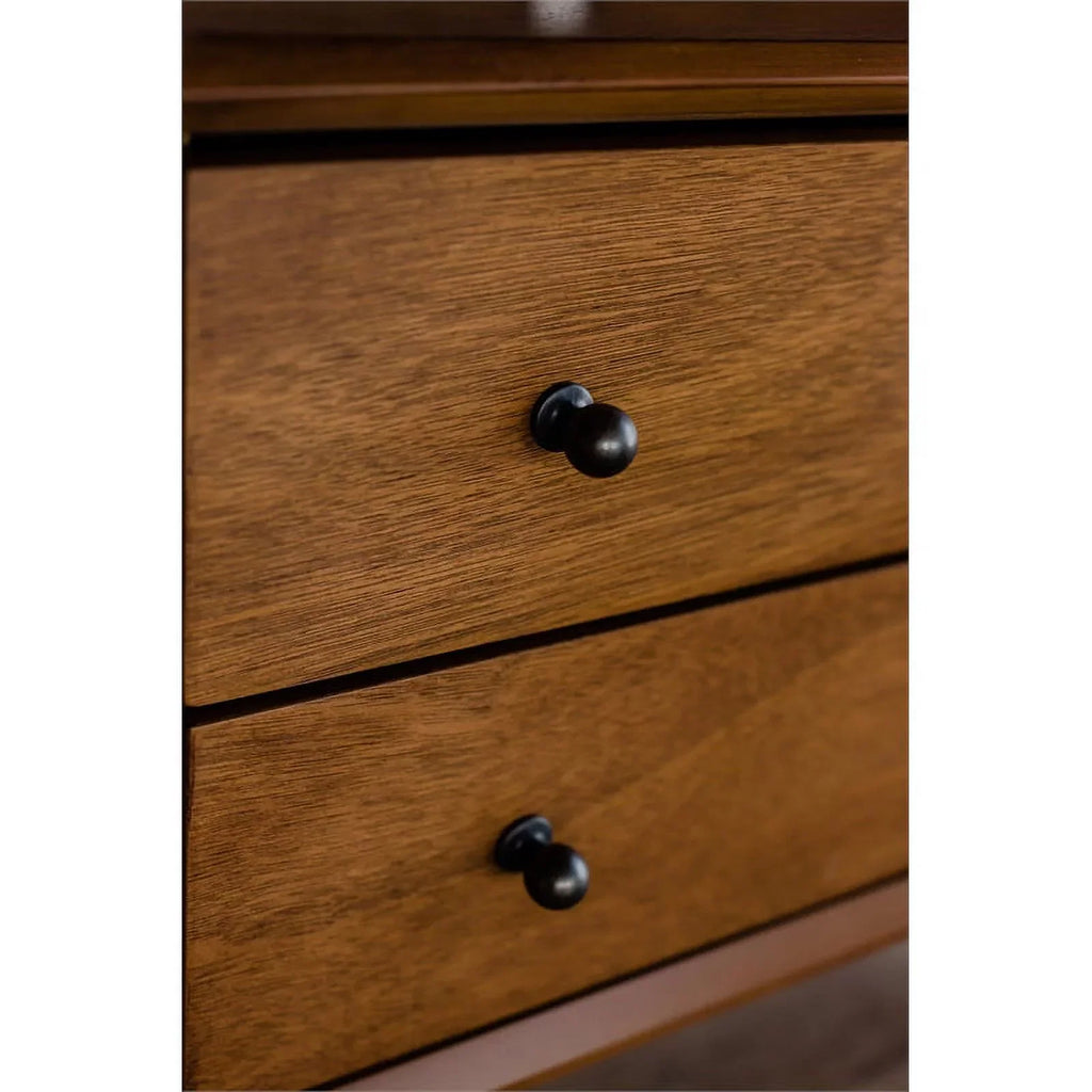 Home Square 4 Piece Set with Small TV Console Full Wood Bed & Large Nightstand