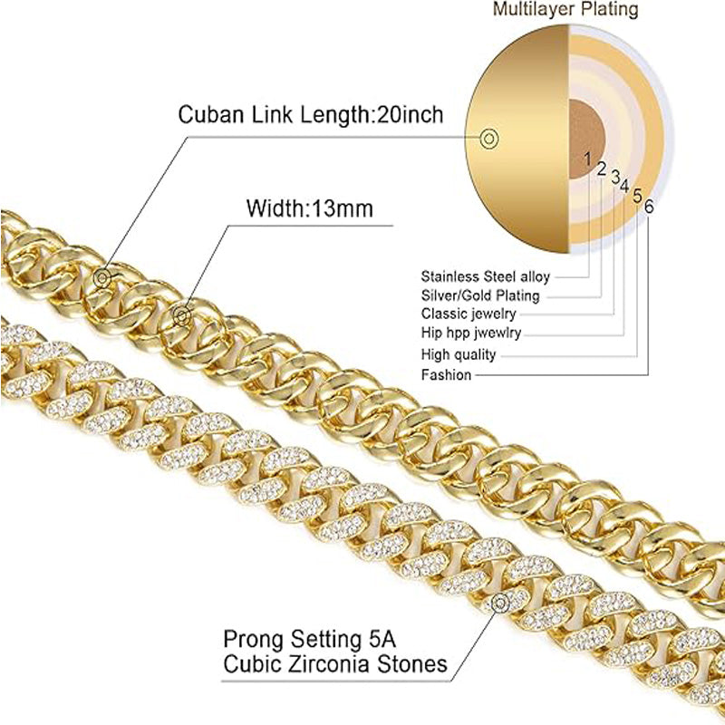 13mm Width Football Pendant Necklace,Number 23 Chain Iced Out Pendant Necklace, 3D Diamond Gold Zinc Alloy Stainless Steel Religious Zircon