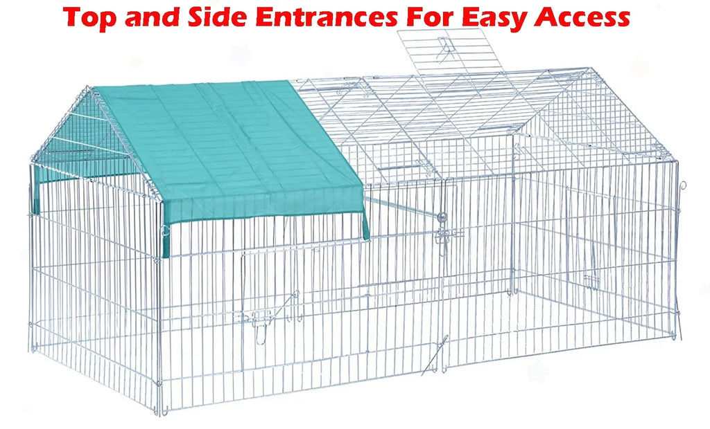 X-Large Galvanized Steel 87"x41"x41"H Outdoor Chicken Coop Run Metal Pet Hutch Enclosure Small Animal Playpen Waterproof Cover for Rabbits Chickens