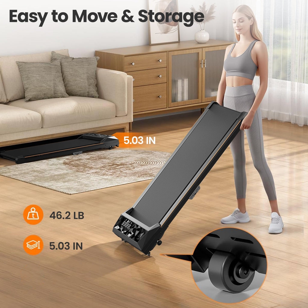 CoolHut Walking Pad, Under Desk Treadmill, 4-in-1 Home/Office Treadmill, No Installation, Low Noise, LED Display, 265 lb. Capacity with Remote Control