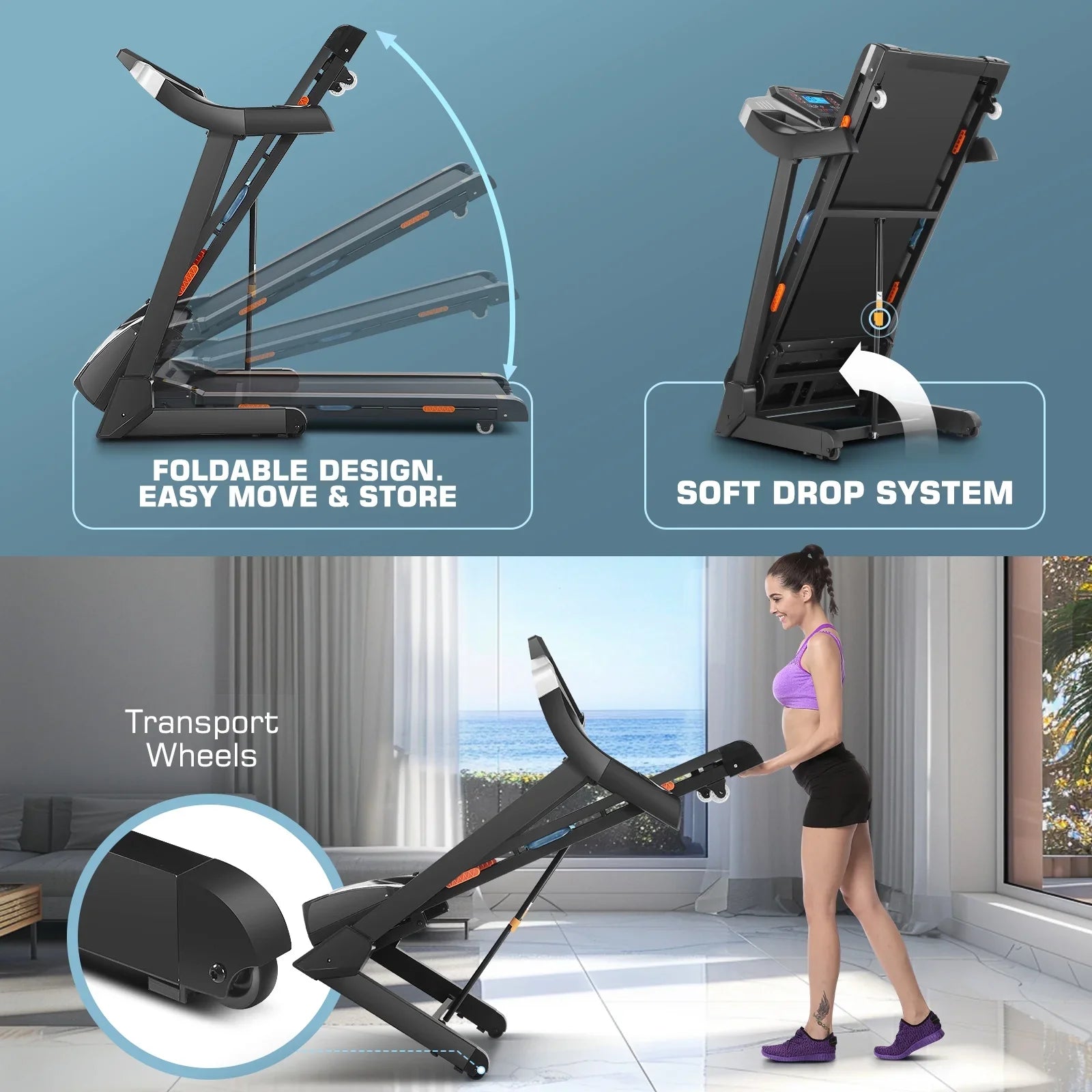 Tikmboex Strong 3.25HP Treadmill with Auto Incline & Smart App,Bluetooth Speaker, Large LED Display & Fan for Home Office Walking Running Exercise Machine, 300 lb Capacity