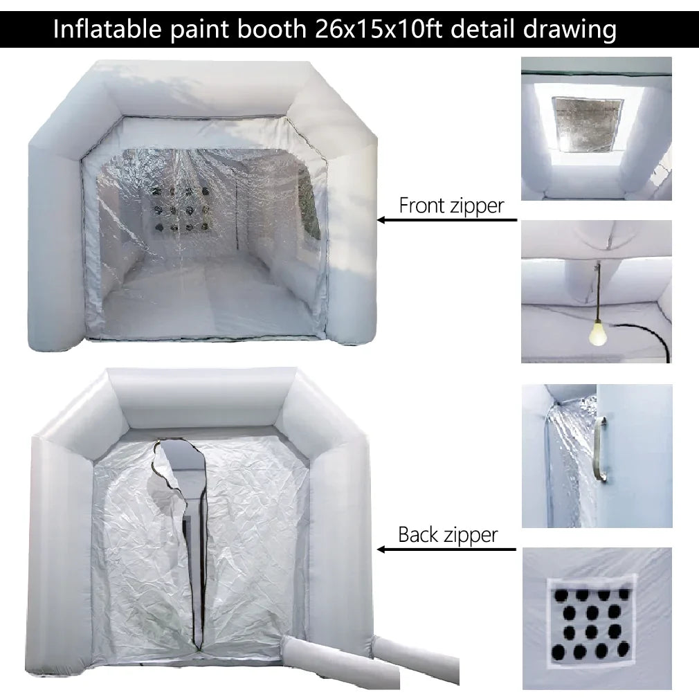 WGIA Portable Inflatable Paint Booth 26x15x10FT （No blower） Inflatable Spray Booth with Air Filter System