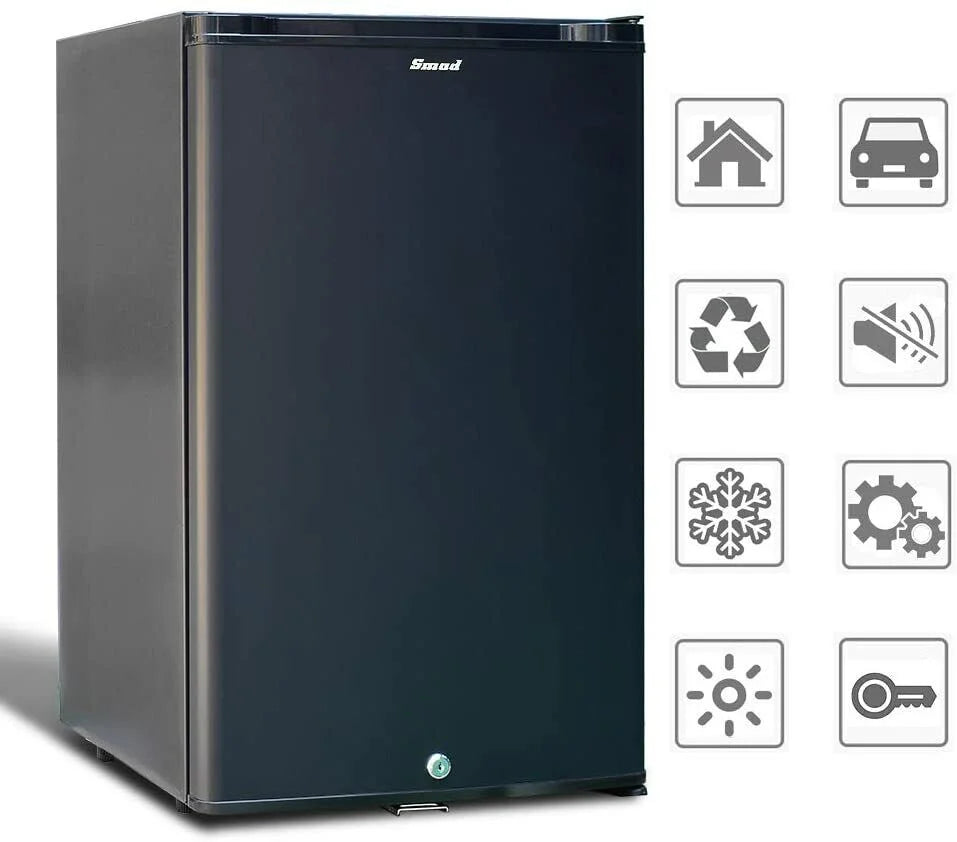 Smad 1.7 Cu ft Portable Absorption Mini Fridge No Noise with Lock, Adjustable Foot, Reversible Door