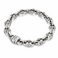 Vintage Horseshoe Link Heavy Chain Bracelet For Men, Copper Plated Silver Engraved  Push Lock Biker Punk Thick Wrist Jewelry Gift