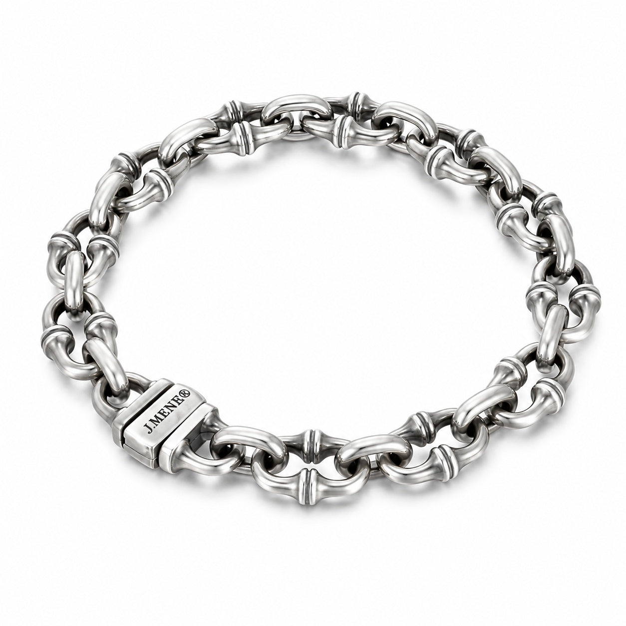 Vintage Horseshoe Link Heavy Chain Bracelet For Men, Copper Plated Silver Engraved  Push Lock Biker Punk Thick Wrist Jewelry Gift