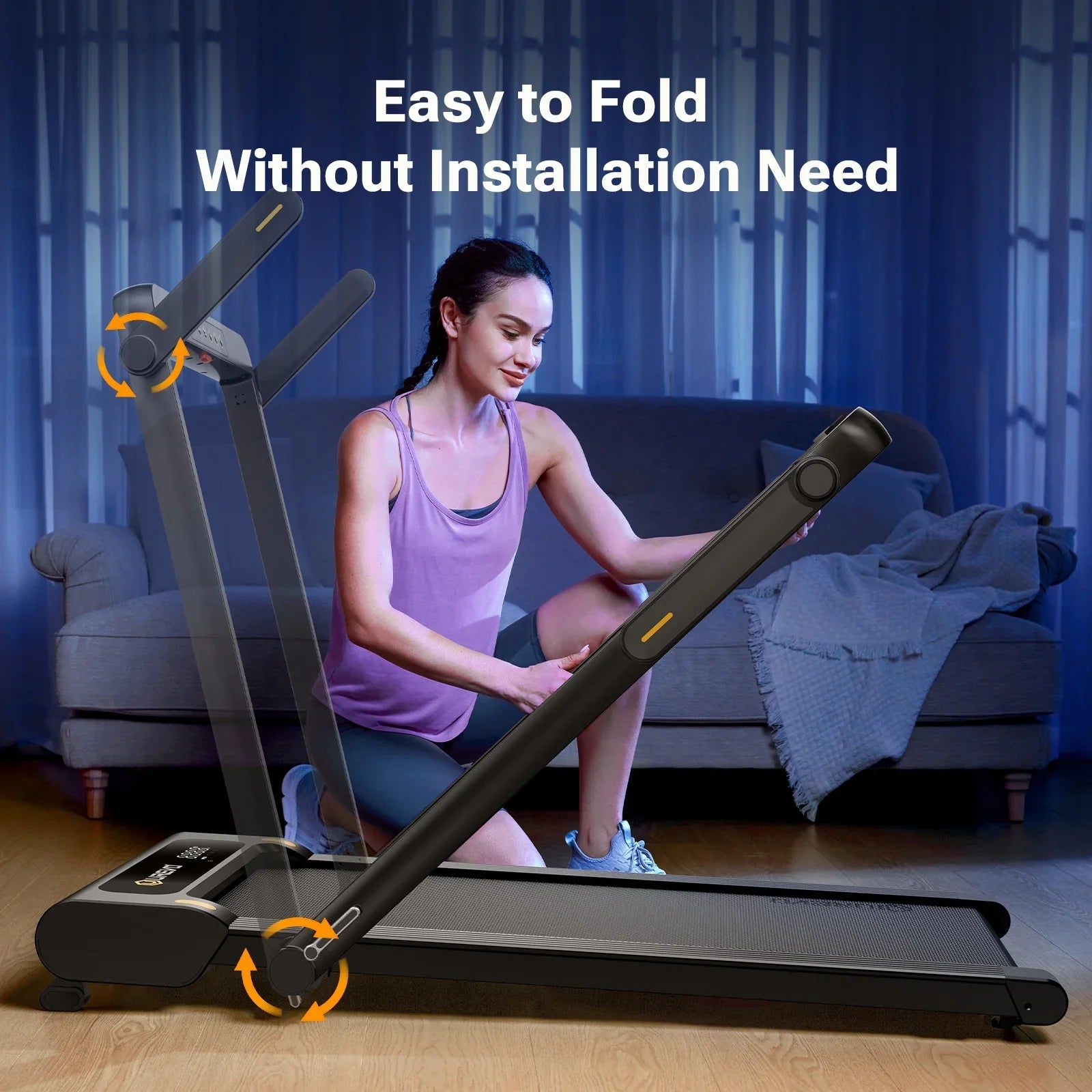 UREVO Folding Treadmill with 5% Incline, 2.5HP Under Desk Treadmill 265lbs Weight Capacity with Remote Control for Home Office Workouts