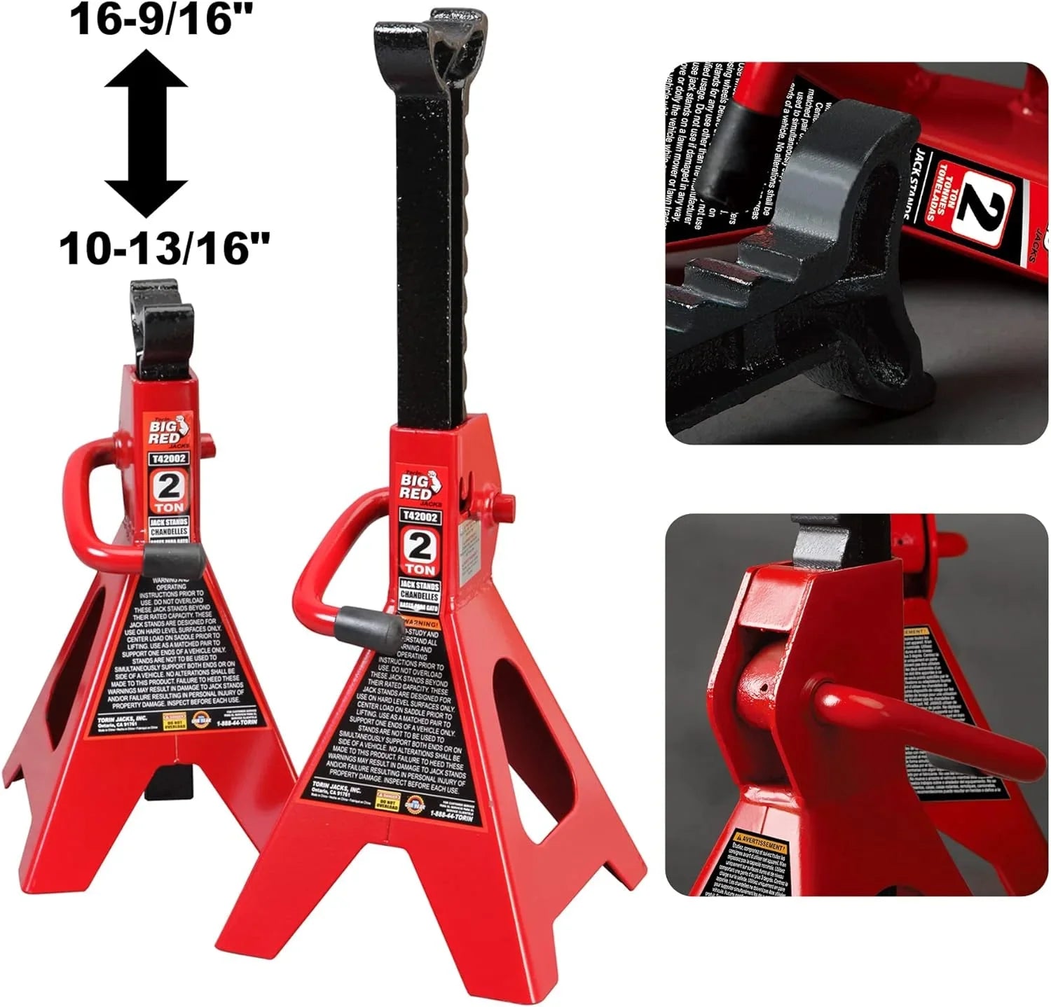 BIG RED 2 Ton Hydraulic Floor Jack with 2 Jack Stands and Rolling Garage Creeper Combo,Red, W8200