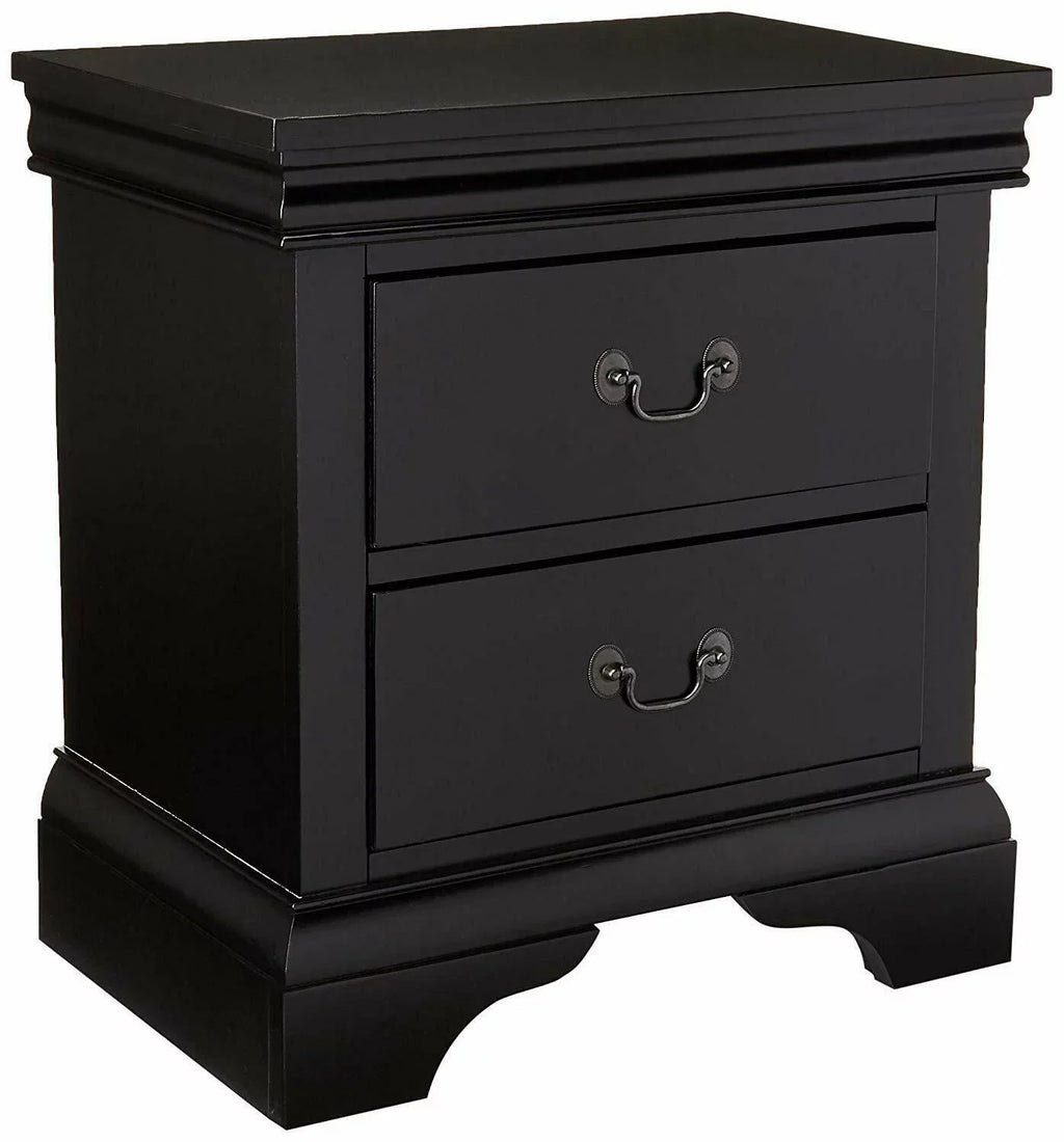 Gorgeous Black 3pc Beautiful Louis Philippe Style California King Size Sleigh Bed 2x Nightstand Set Wooden Bedroom Furniture