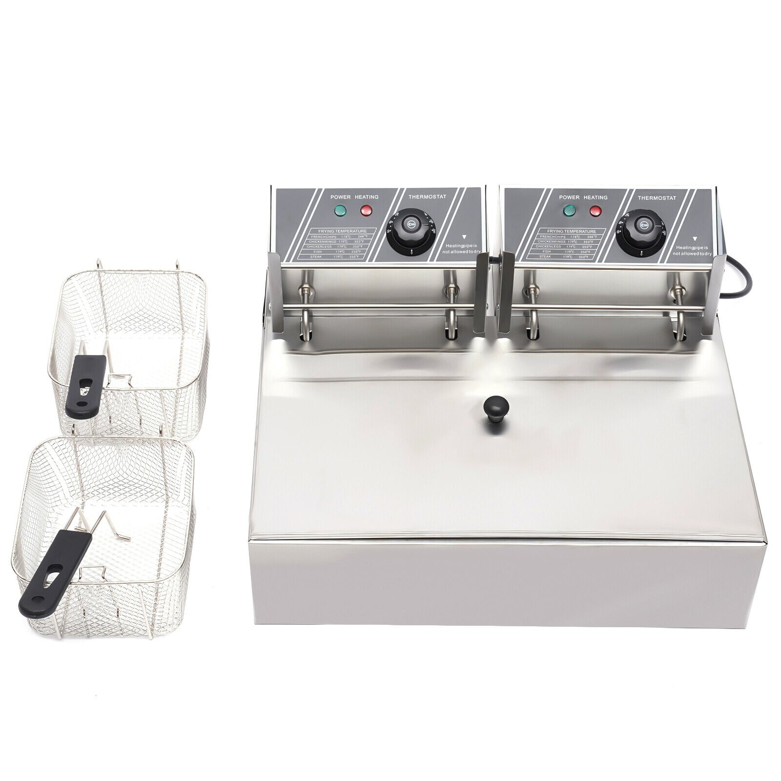 5000W Extra Large Electric Deep Fryer Commercial Restaurant Fry Basket 12L Electric Deep Fryer Single Tank Stainless Steel Fry Basket Commercial Electric Deep Fryer Stainless Steel