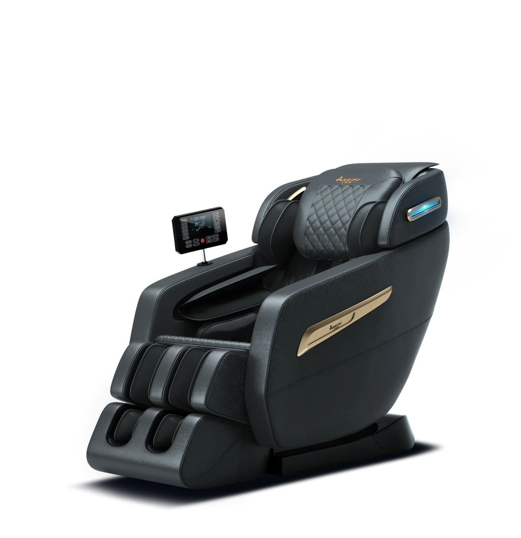 2024 4D Zero Gravity Massage Chair, Full Body Shiatsu Recliner with Yoga Stretching, SL Track, Intelligent Voice Control, Calf Kneading, Calfrest Extension, Premium Black Leather