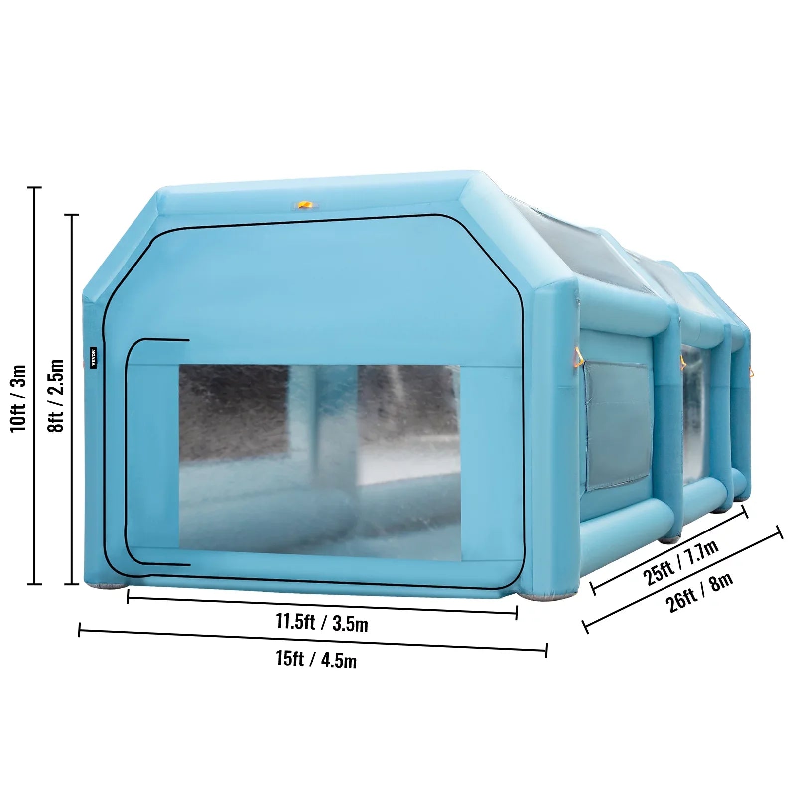 BENTISM Inflatable Spray Booth Car Paint Tent 26x15x10FT Filter System 2 Blowers