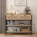 AYFDEGT Entryway Table with Drawers Console Table with Outlets and USB Ports Sofa Tables Narrow Long with Shelves & LED Lights for Living Room Hallway Foyer Kitchen Black