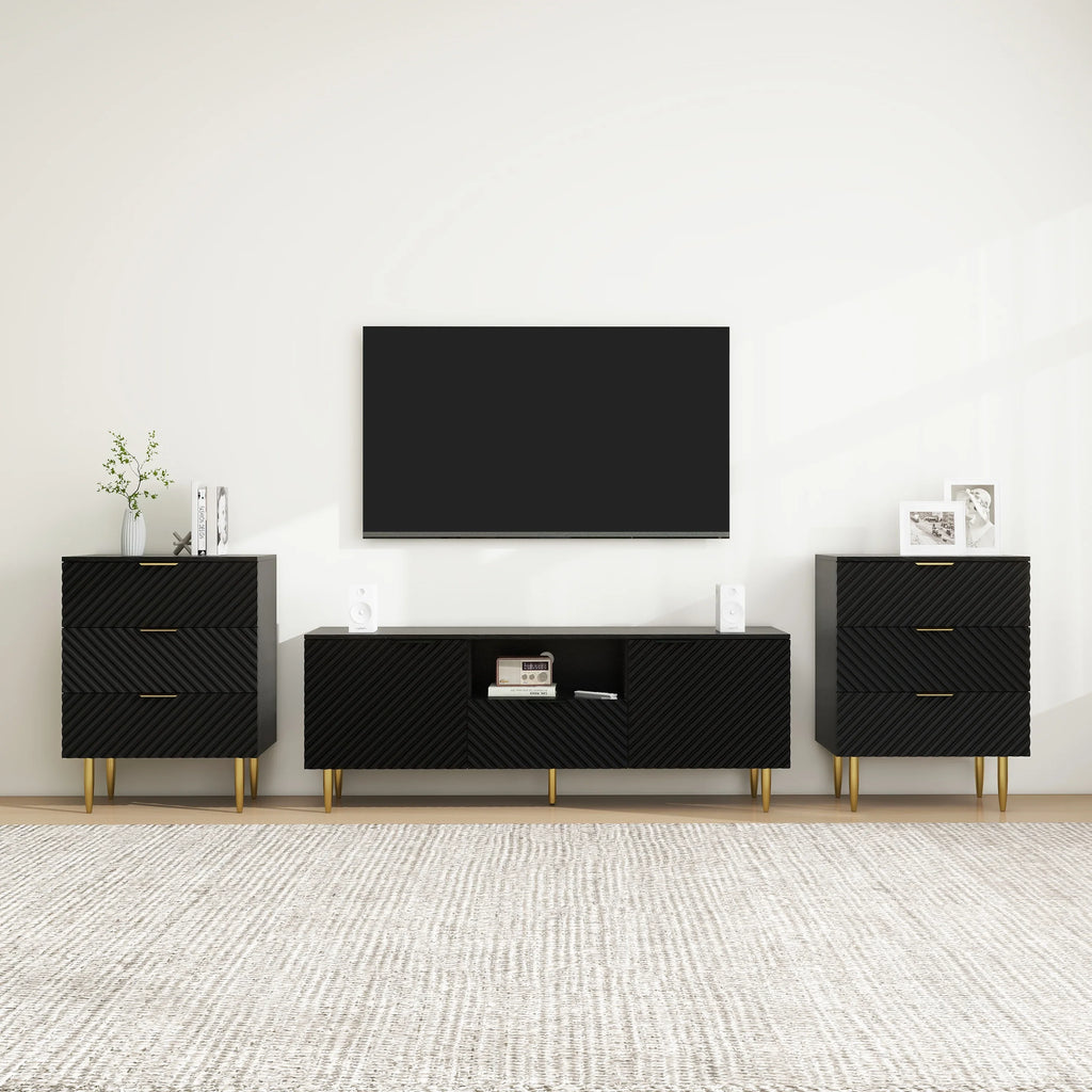 GeeHome TV Stand with Solid Ion Feet, TV Console Table for Living Room, Bedroom